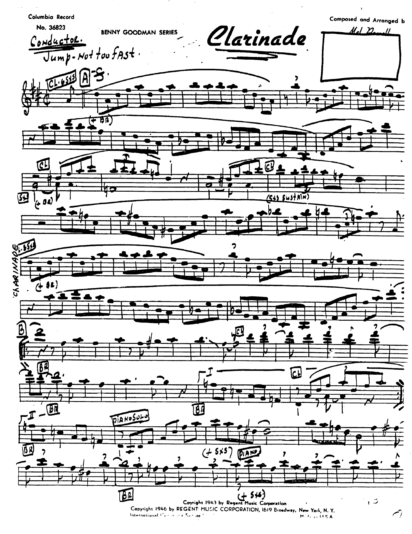 Clarinade — sheet music cover (first page)