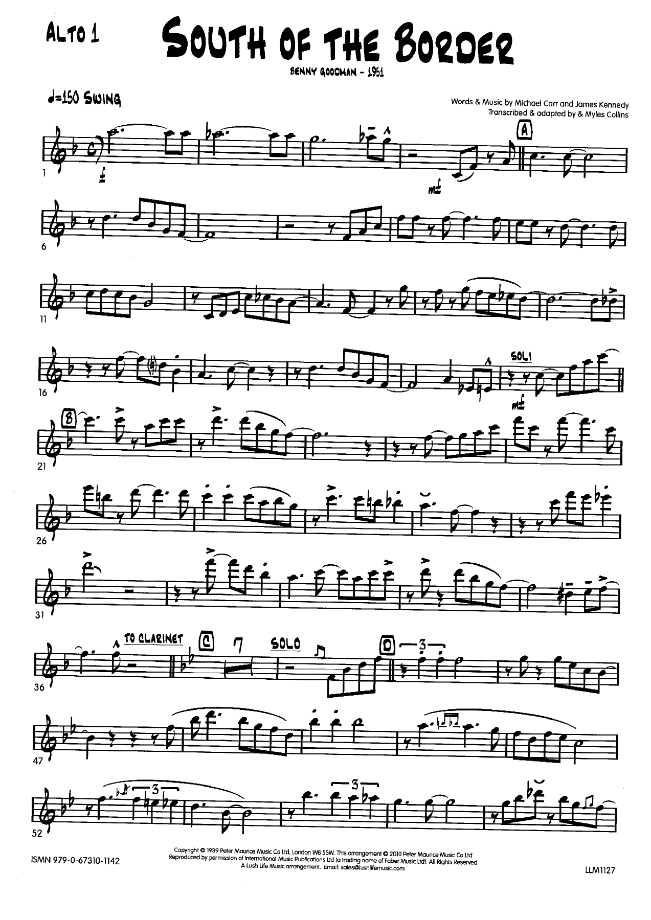 South Of The Border — Big Band sheet music by M.Collins | Jazz Standard