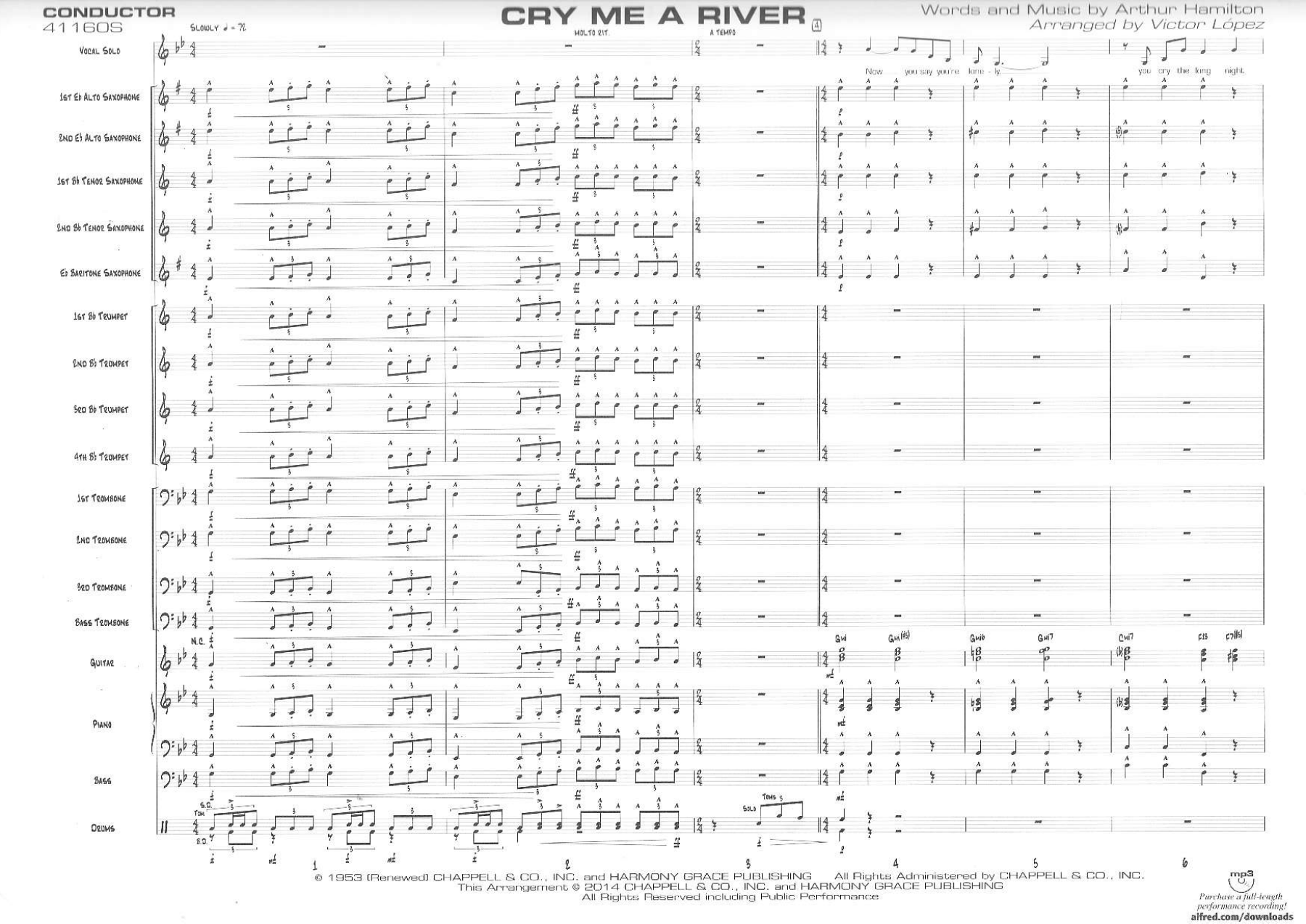Cry Me A River — sheet music preview
