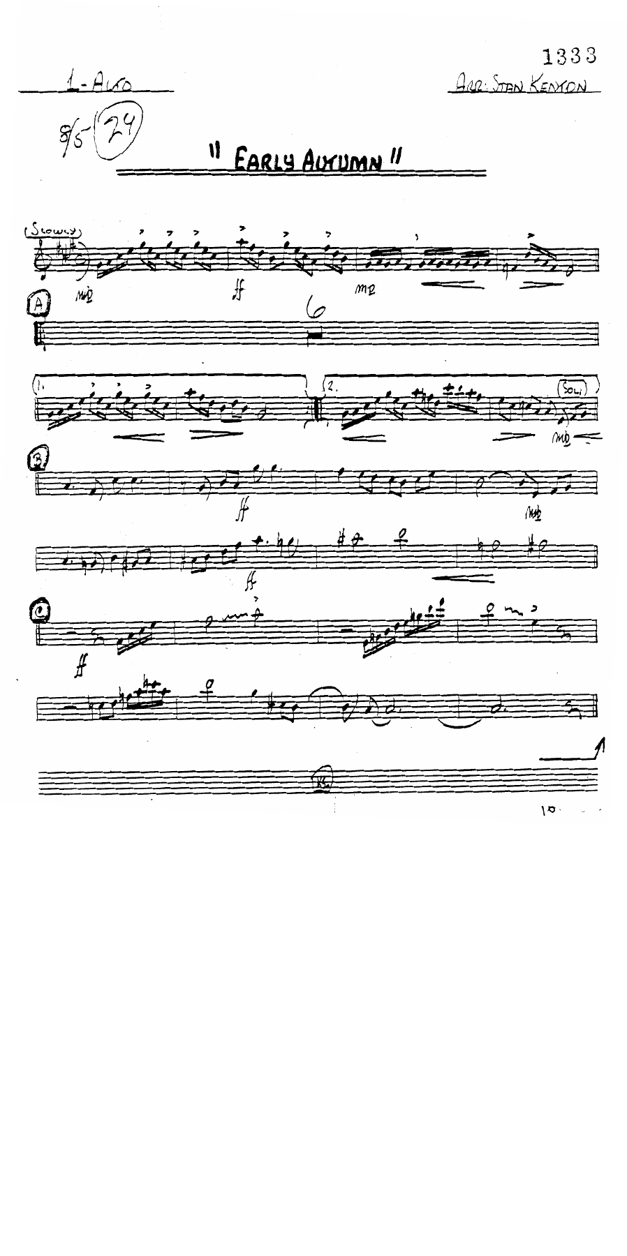Early Autumn — sheet music cover (first page)