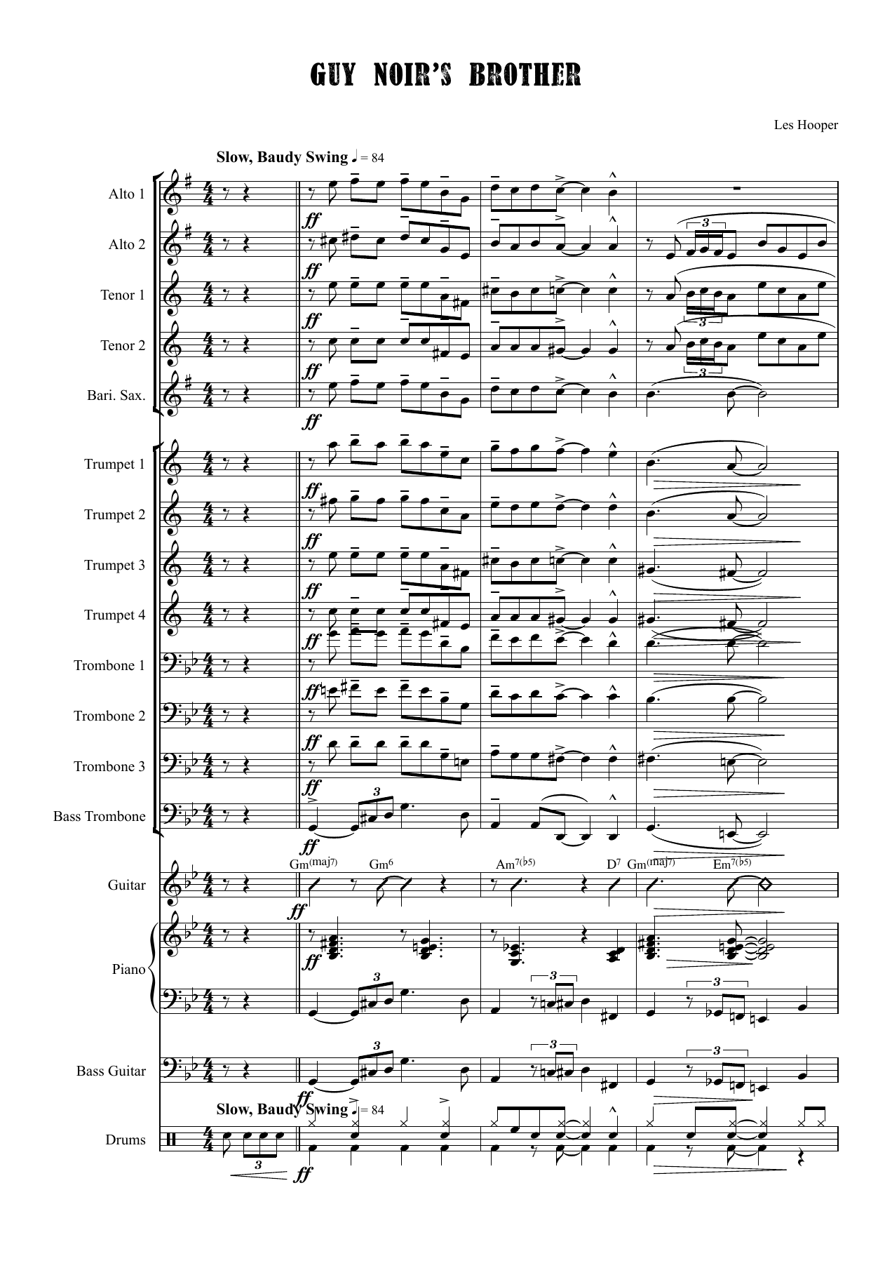 Guy Noir's Younger  Brother — sheet music cover (first page)