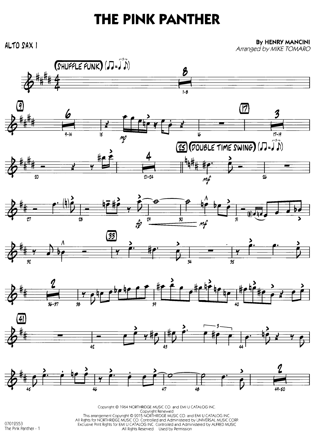 The Pink Panther — sheet music cover (first page)