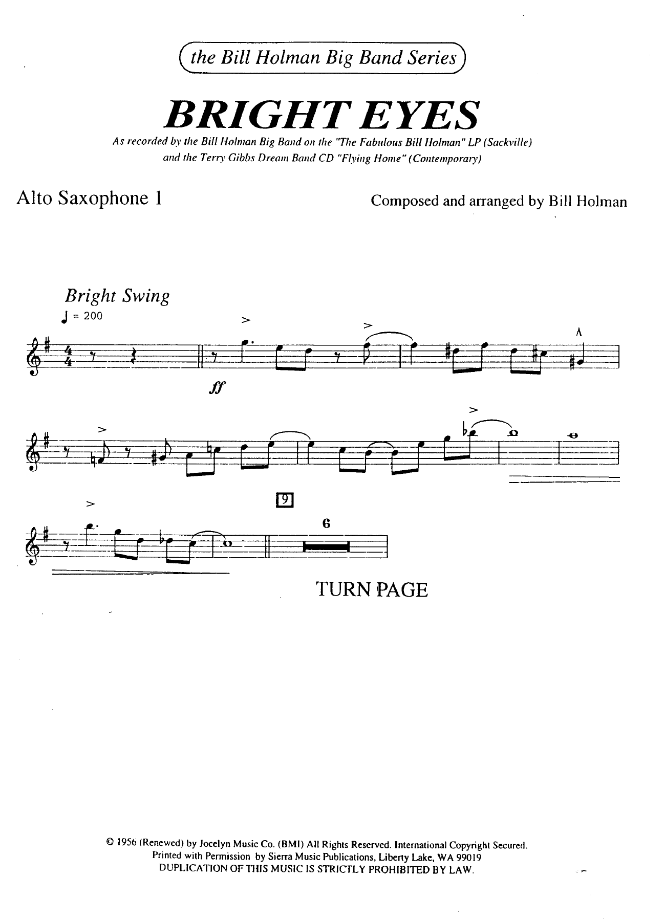 Bright Eyes — sheet music cover (first page)