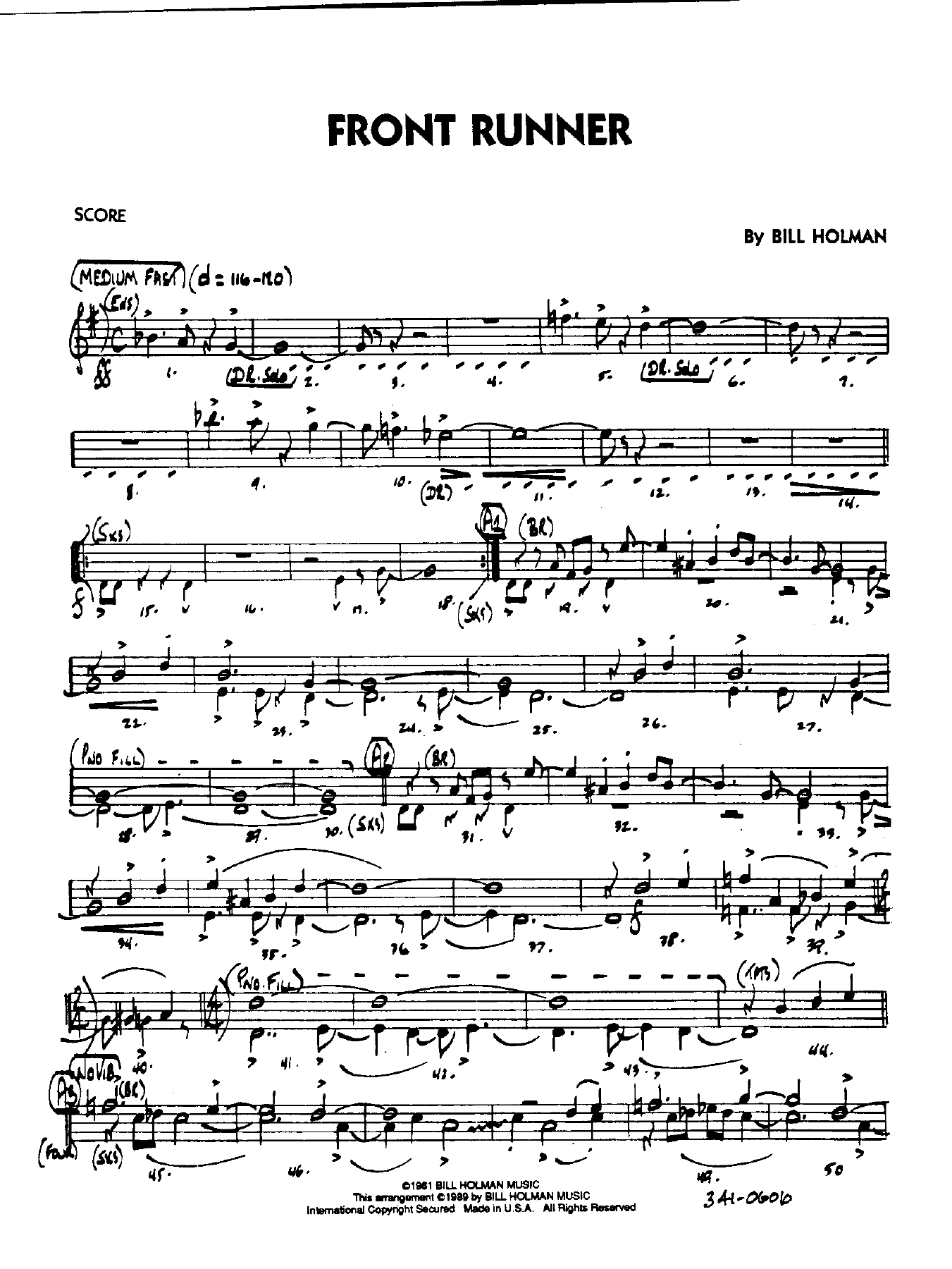 Front Runner — Big Band sheet music arranged by B.Holman | Jazz Standard