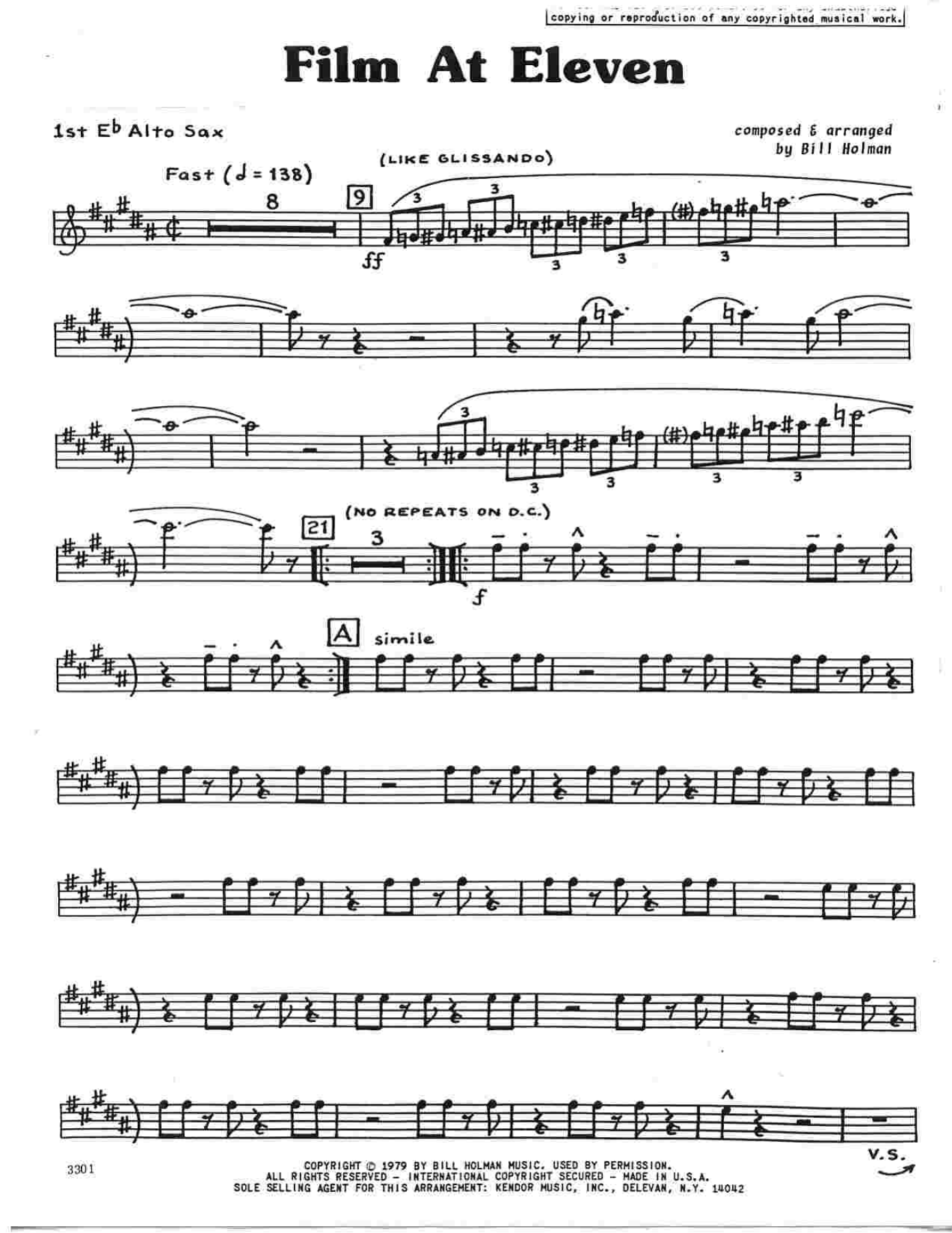 Film At Eleven — Big Band sheet music arranged by B.Holman | Jazz Standard