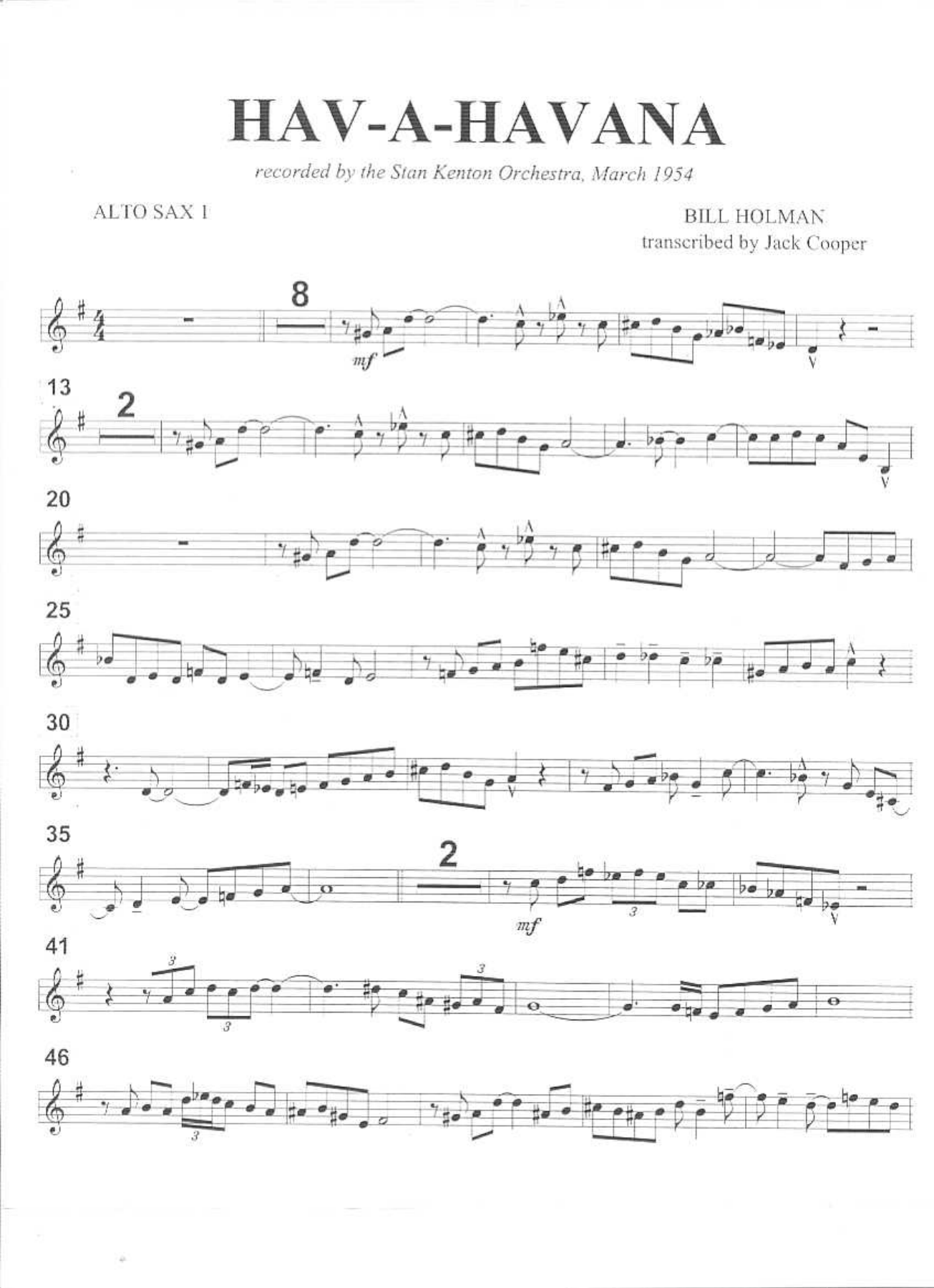 Hav-A-Havana — sheet music cover (first page)