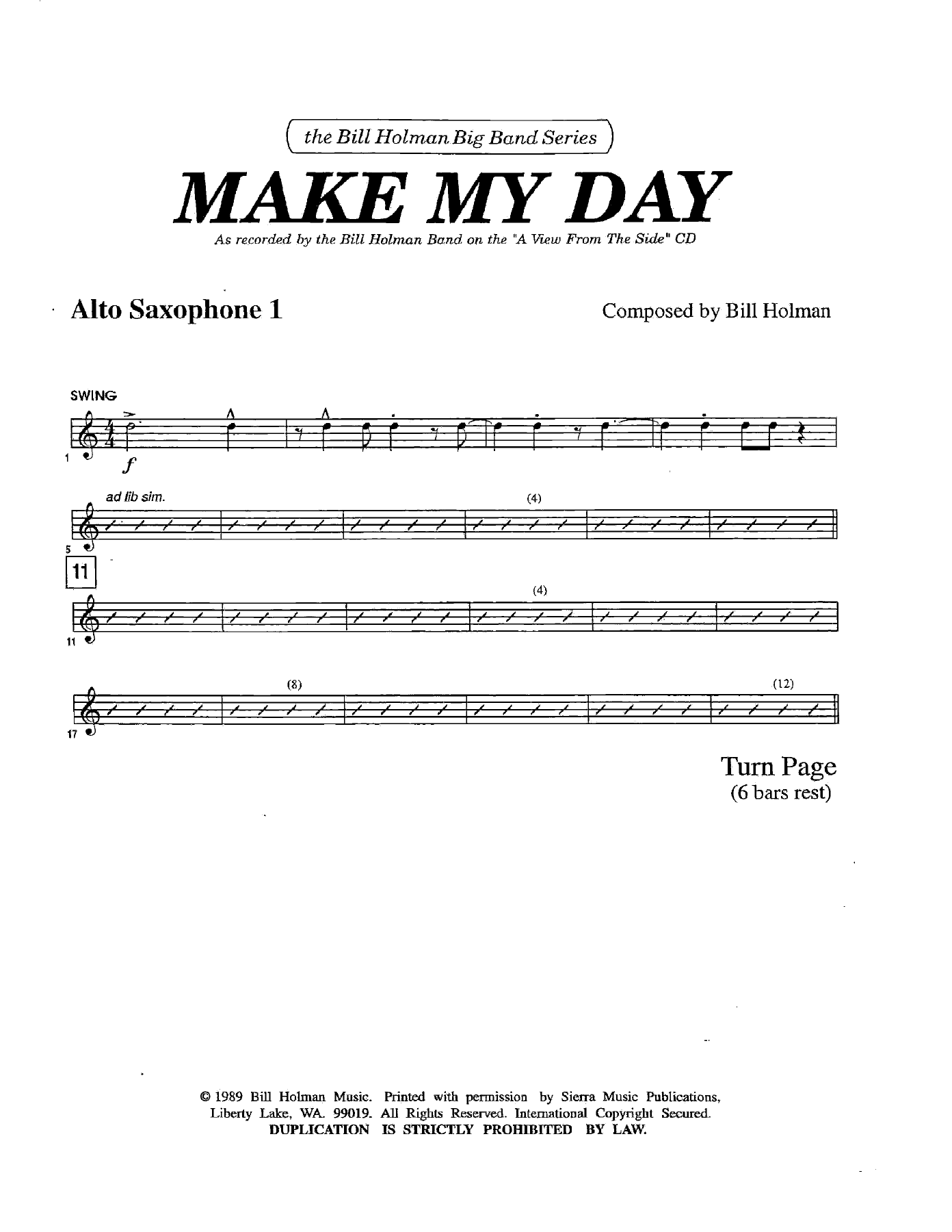 Make My Day — sheet music cover (first page)