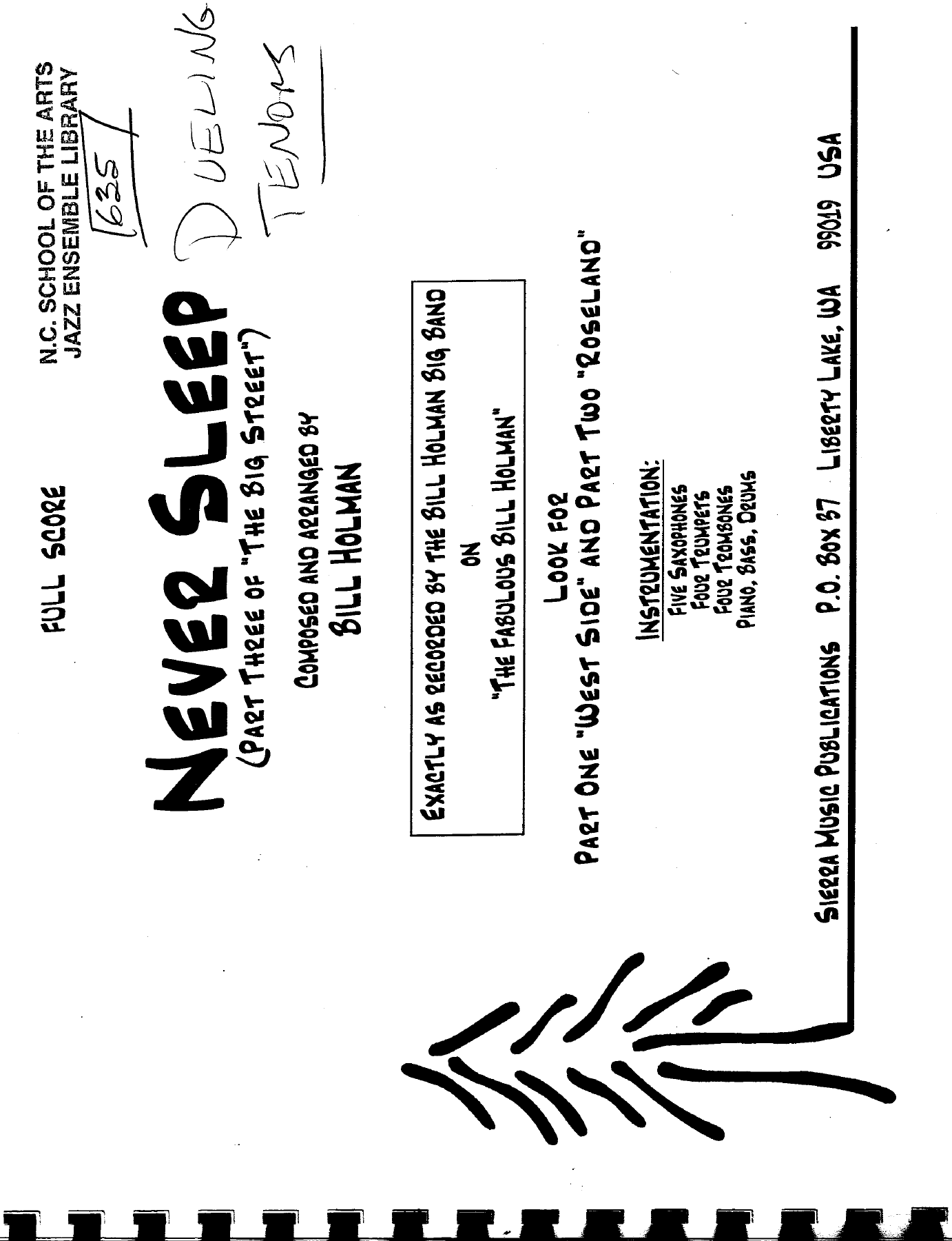 Never Sleep — sheet music cover (first page)