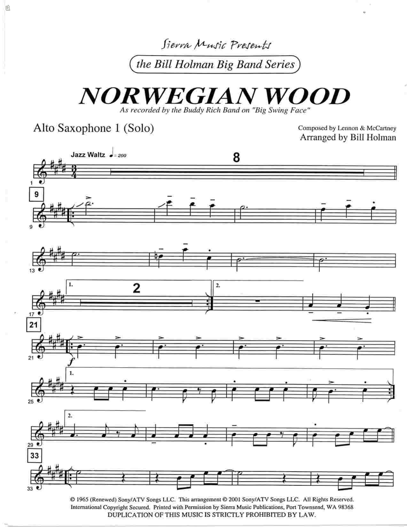 Norwegian Woods — Big Band sheet music arranged by B.Holman | Jazz Standard