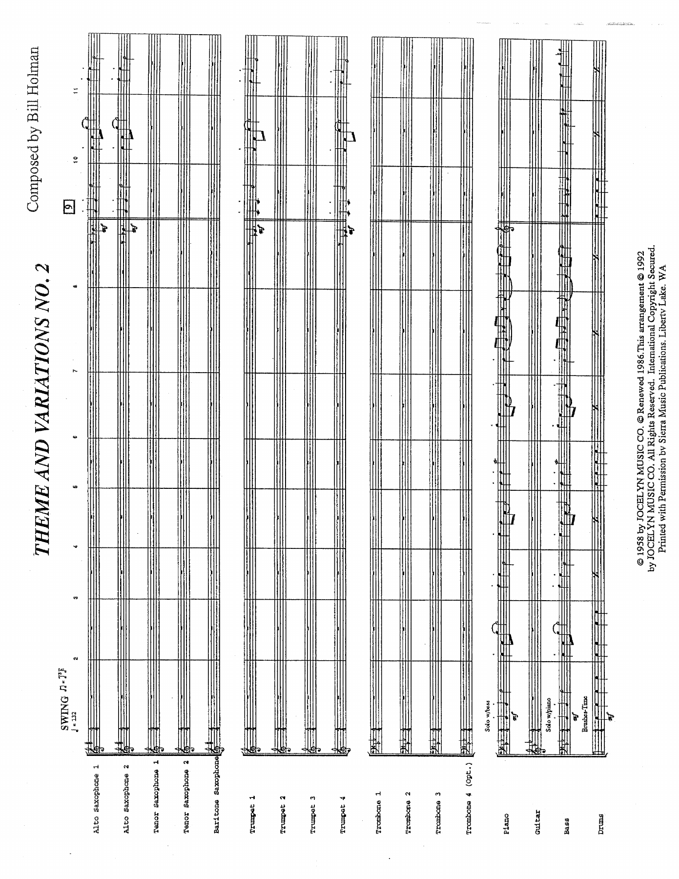 Theme And Variations No.2 — Big Band sheet music arranged by B.Holman | Jazz Standard
