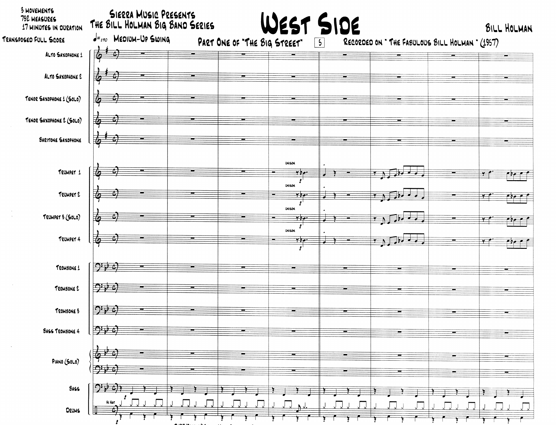 West Side — sheet music cover (first page)