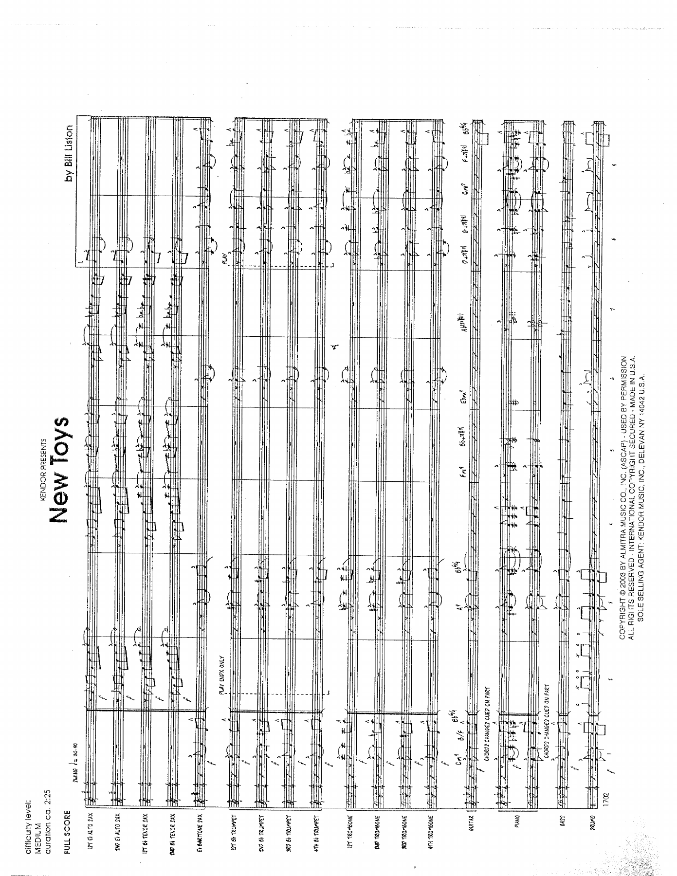 New Toys — sheet music cover (first page)