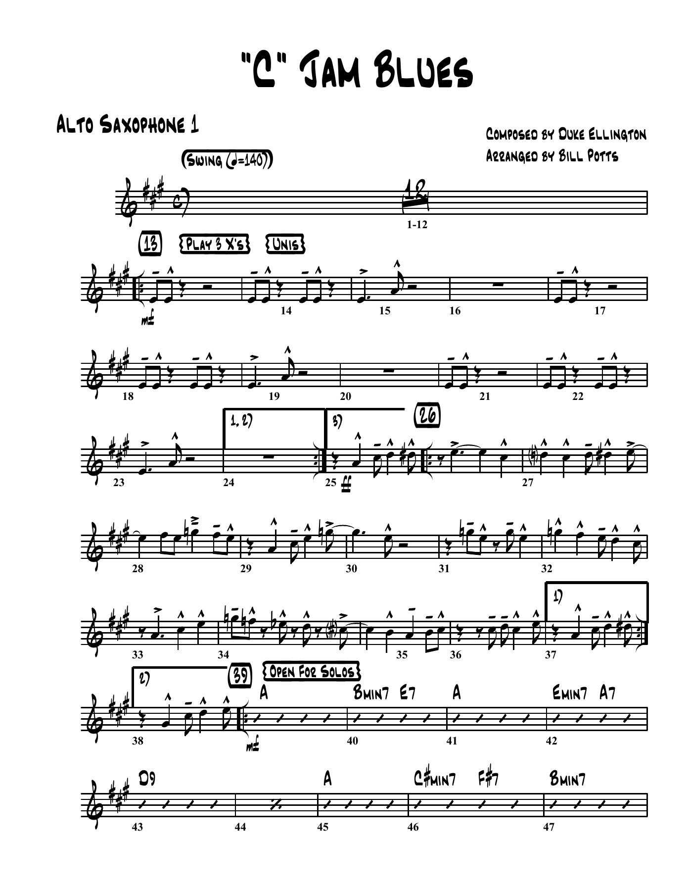 C Jam Blues — sheet music preview