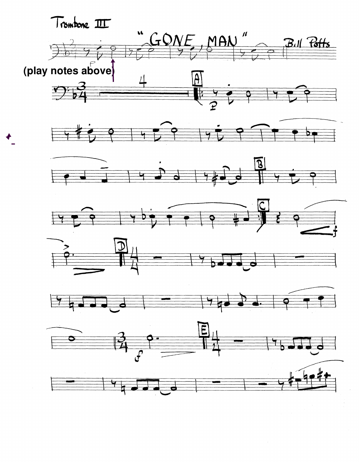 Gone Man — sheet music cover (first page)