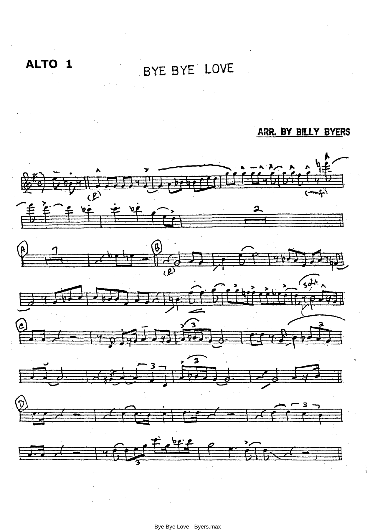 Bye Bye Love — sheet music cover (first page)