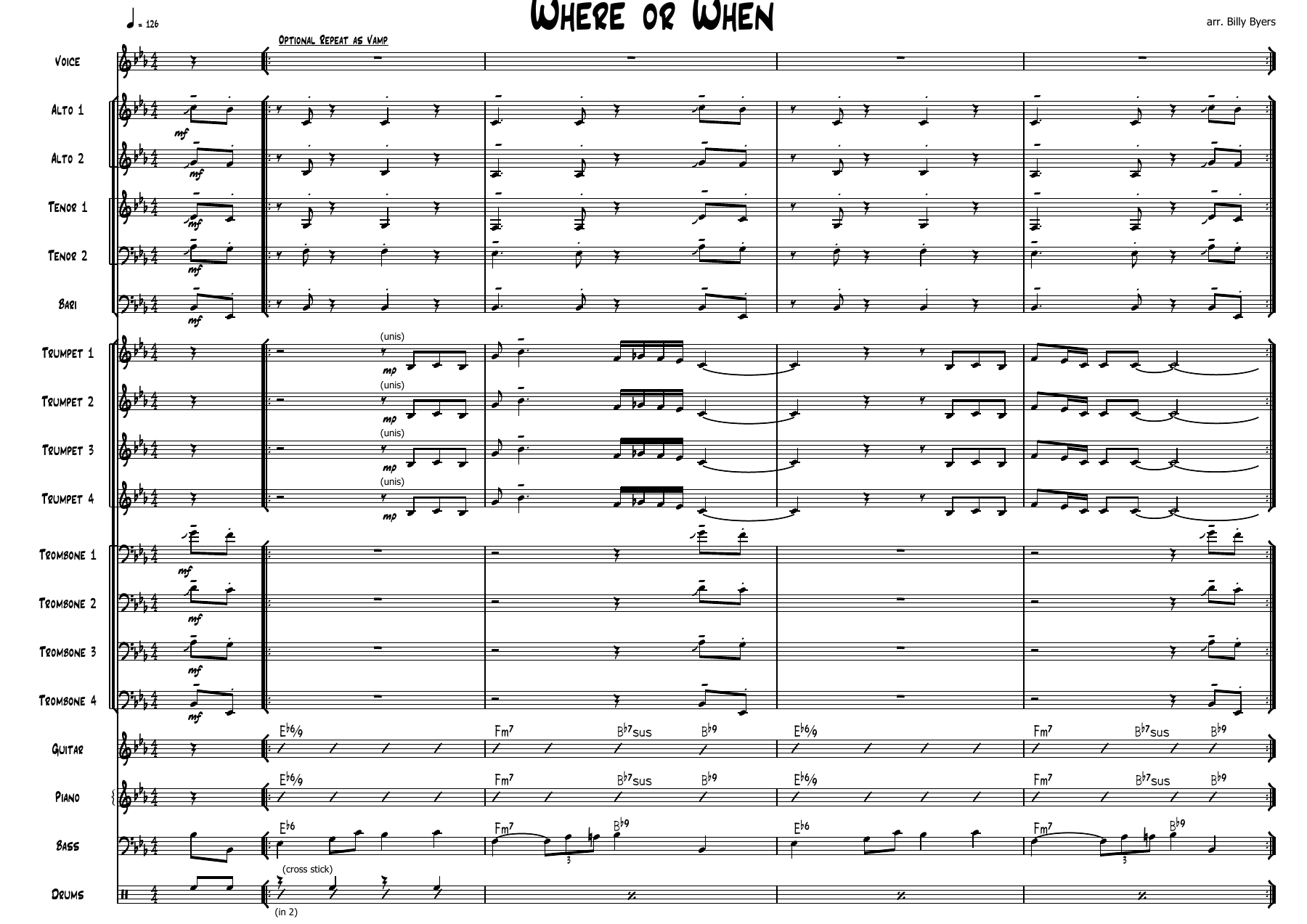 Where Or When — sheet music cover (first page)