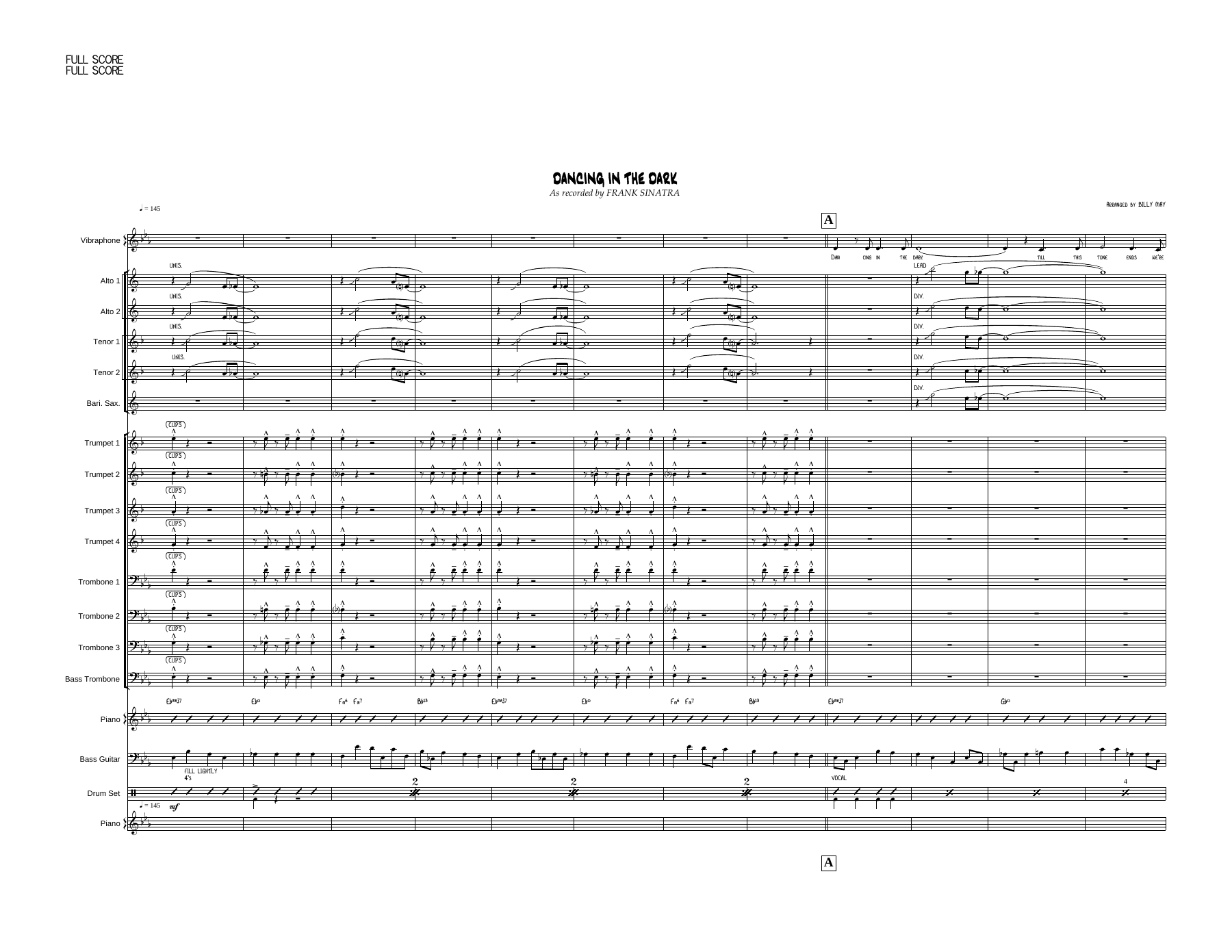 Dancing In The Dark (B.May — Big Band sheet music arranged by J.Farley) F.Sinatra | Jazz Standard