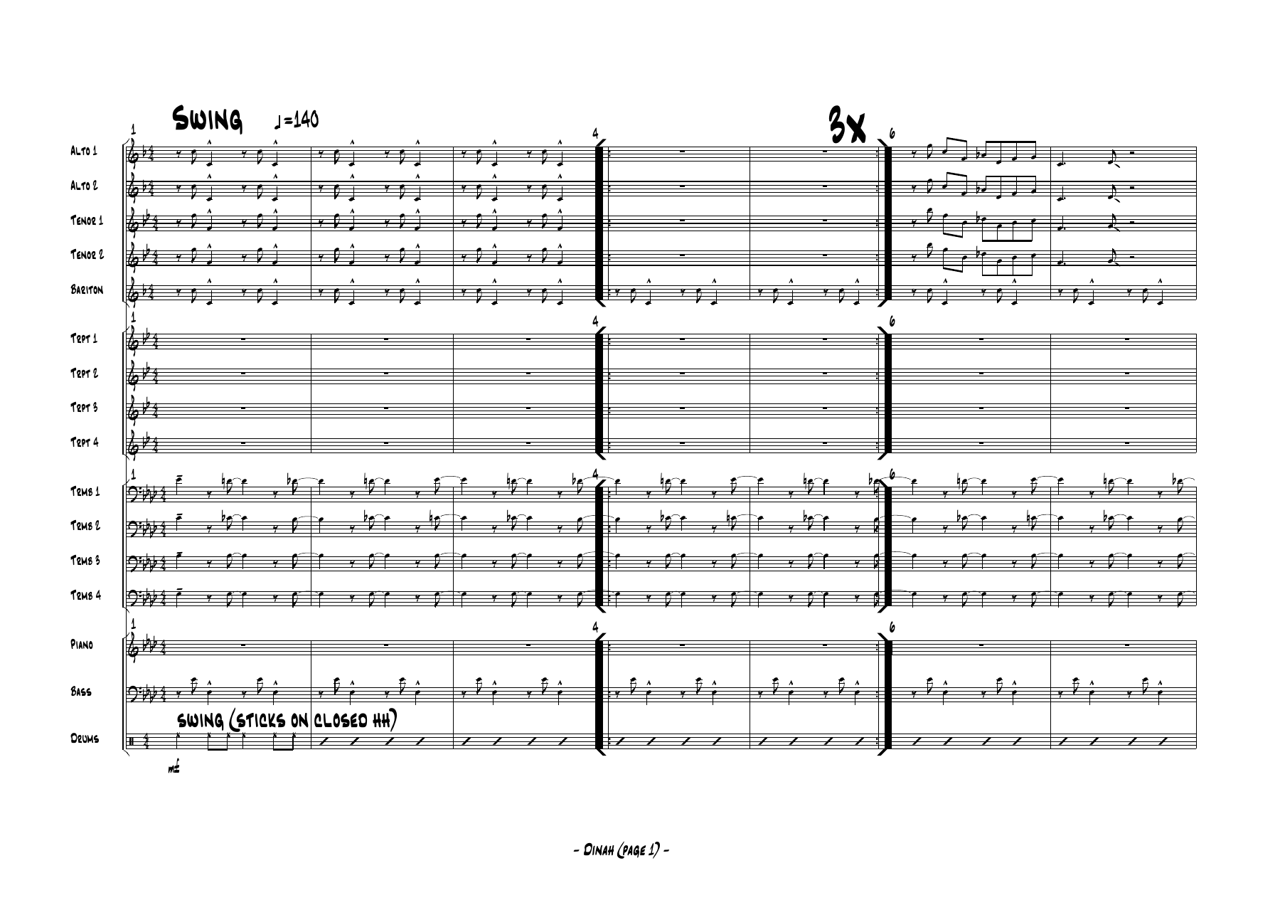 Dinah — sheet music cover (first page)