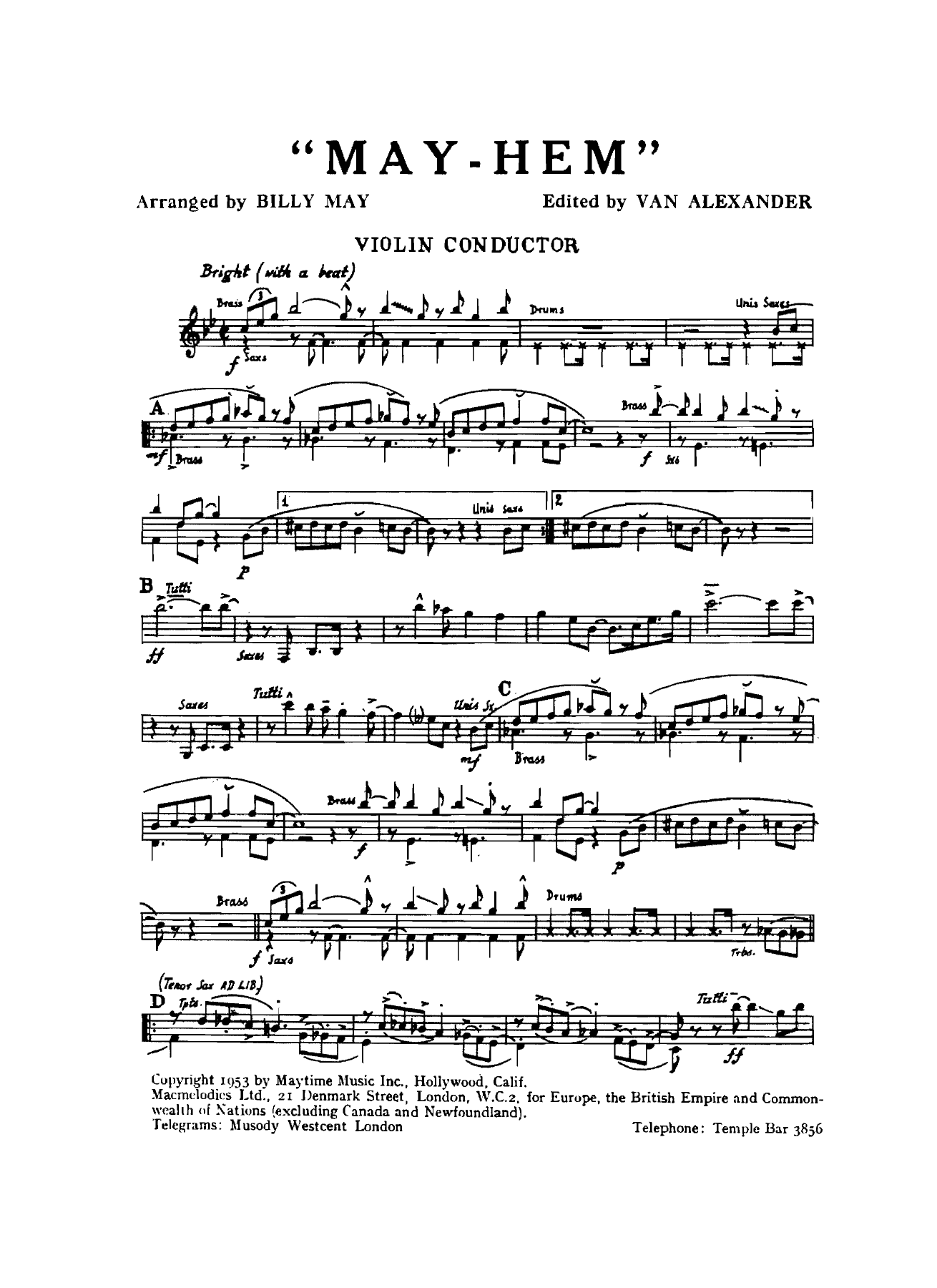May-Hem — sheet music cover (first page)