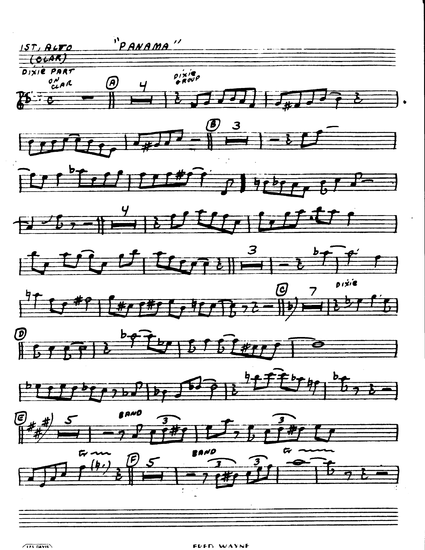 Panama (B.May) Big Band Dixie — sheet music cover (first page)