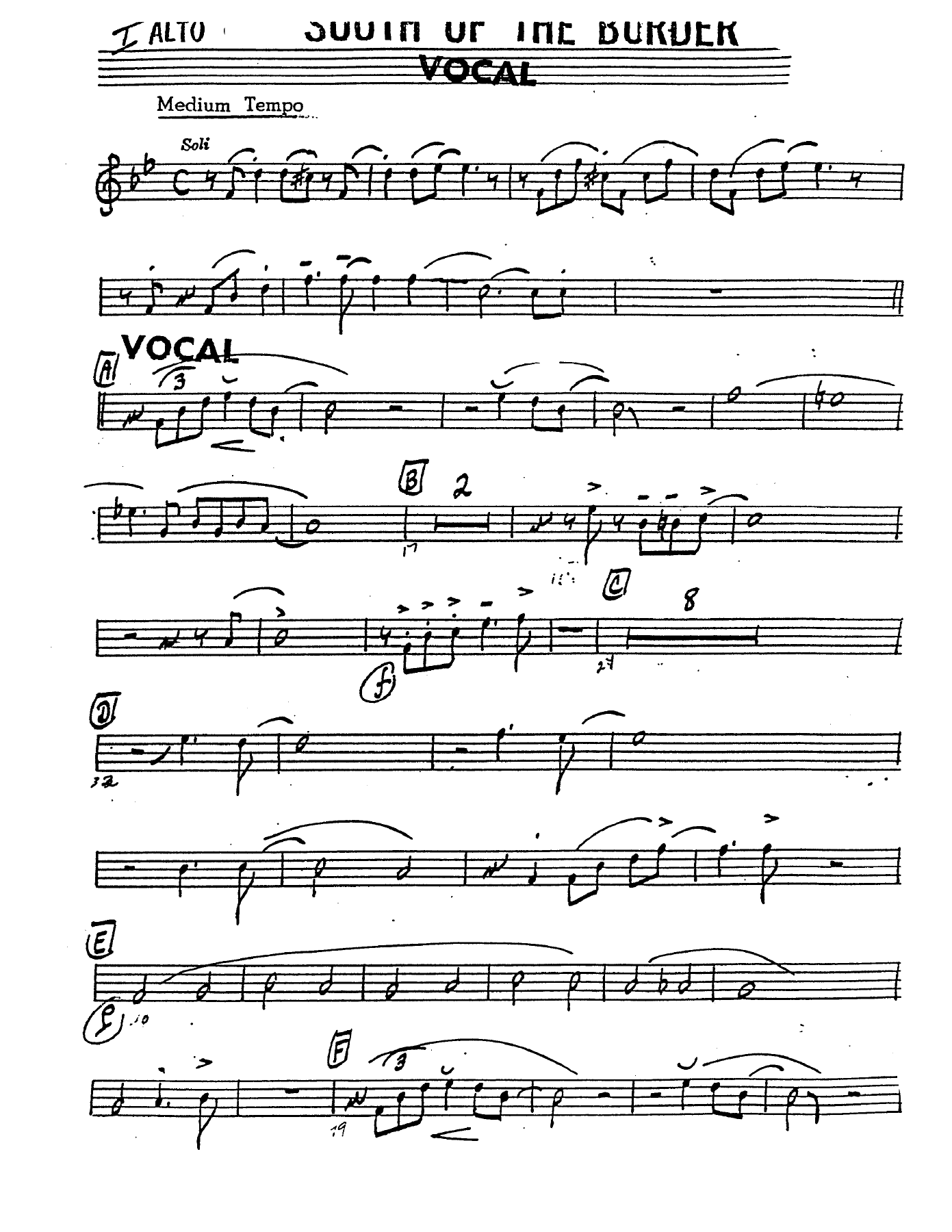 South Of The Border — sheet music preview