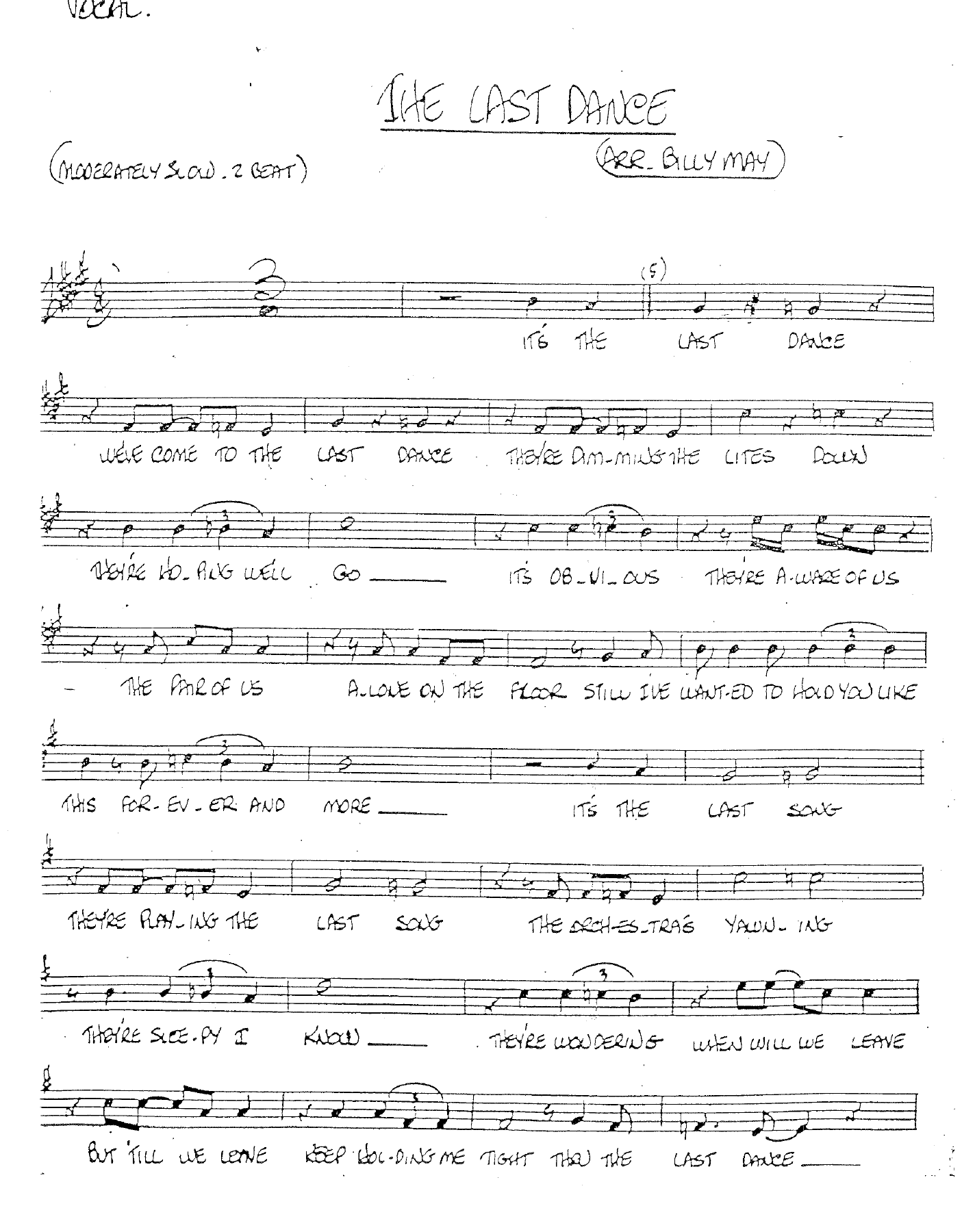 The Last Dance — sheet music cover (first page)