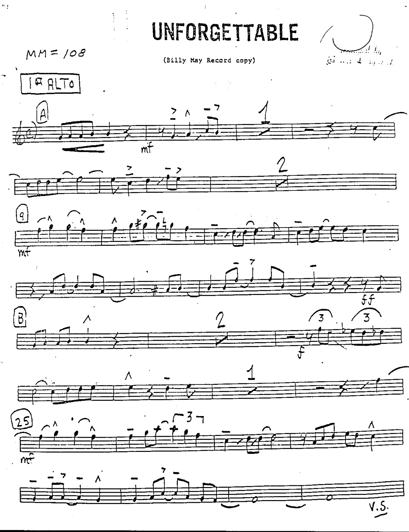 Unforgettable — sheet music cover (first page)