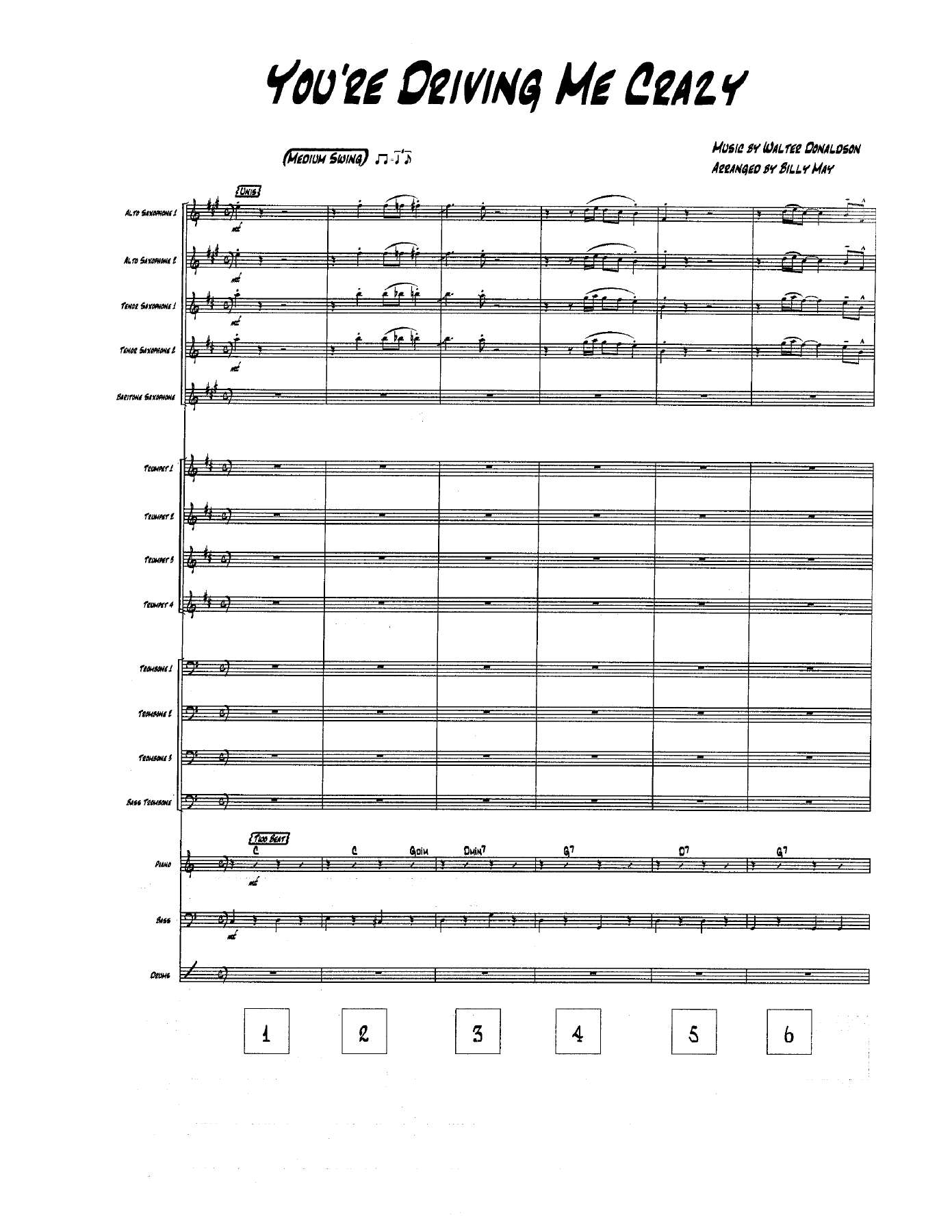 You're Driving Me Crazy — Big Band sheet music arranged by B.May | Jazz Standard