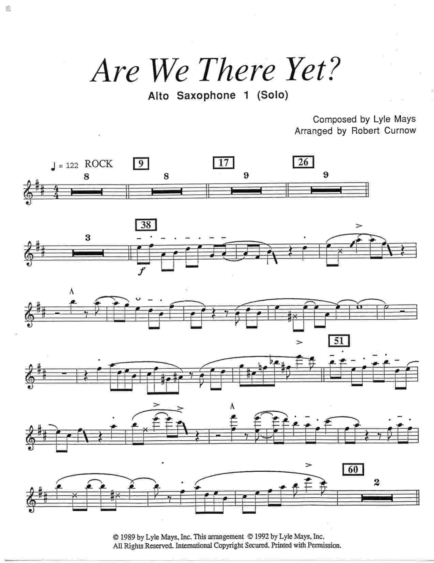 Are We There Yet — sheet music cover (first page)