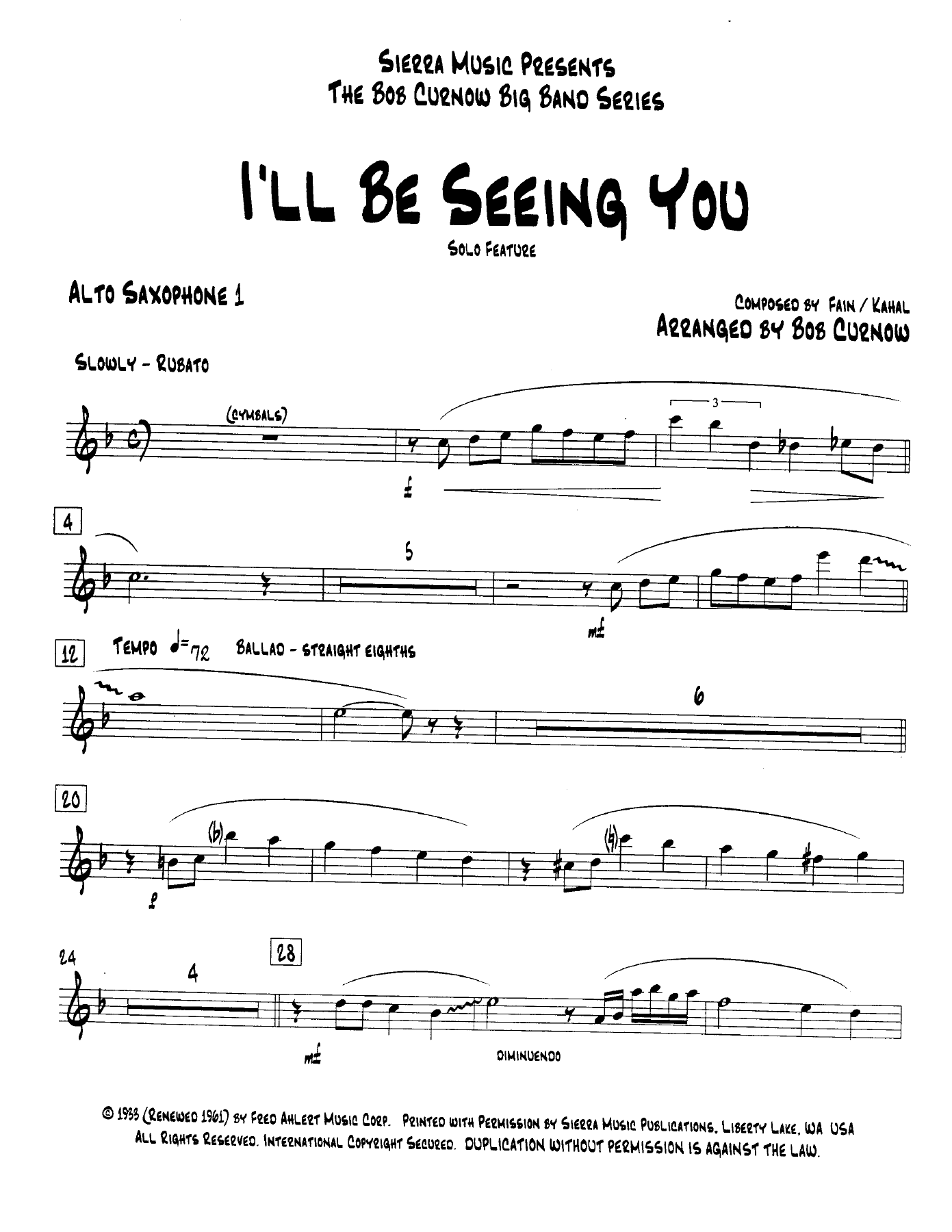 I'll Be Seeing You — sheet music cover (first page)