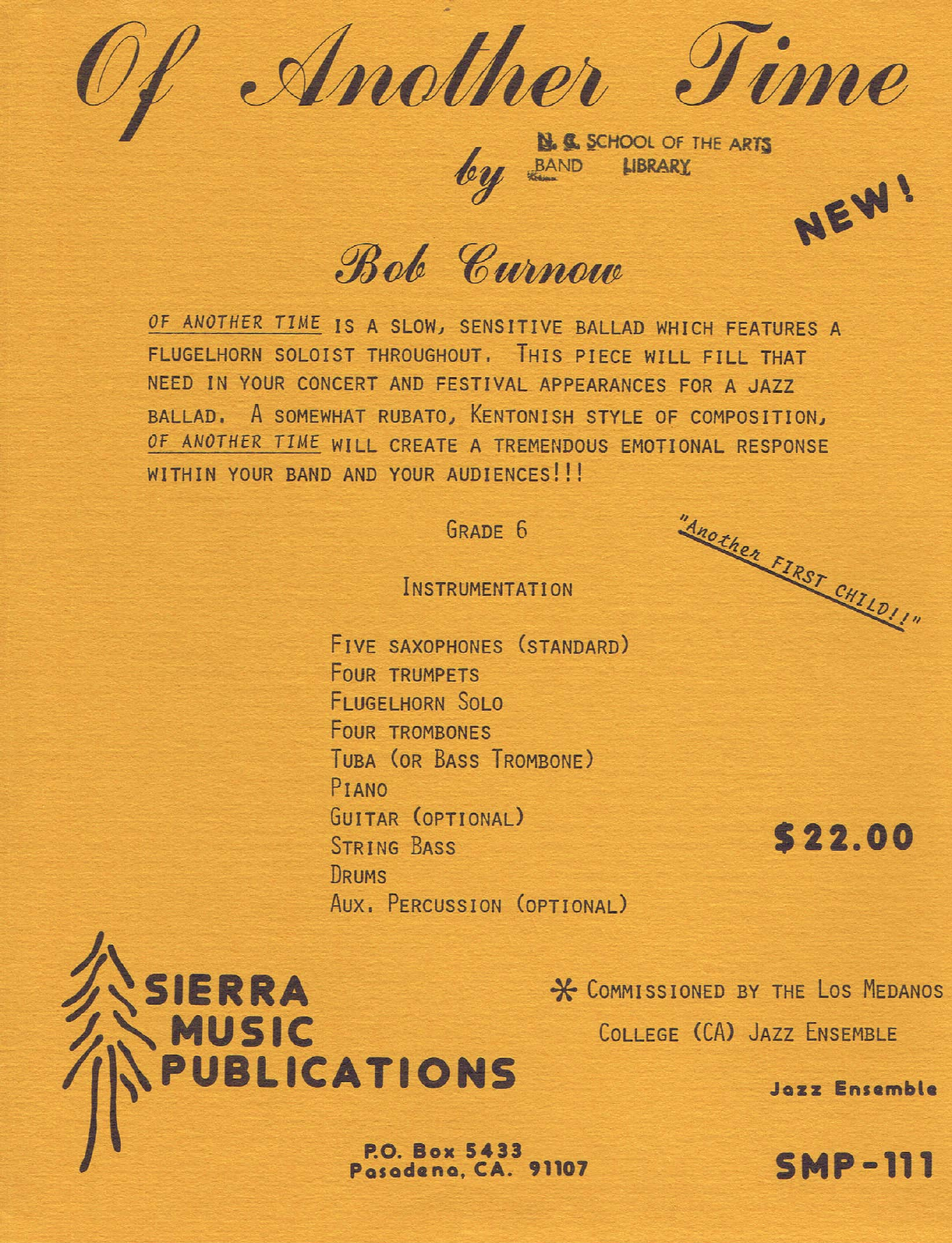 Of Another Time — sheet music cover (first page)