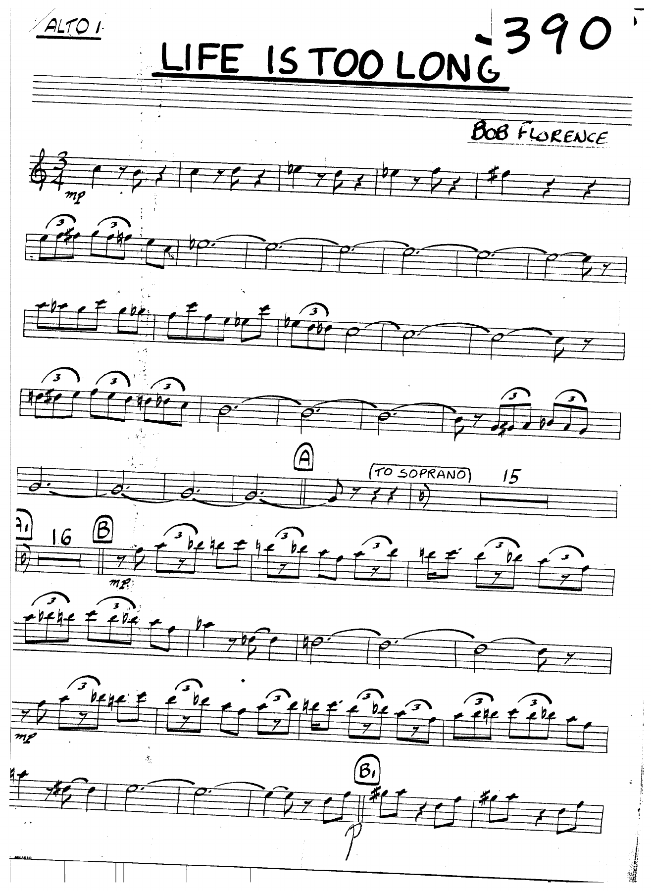 Life Is Too Long — sheet music cover (first page)