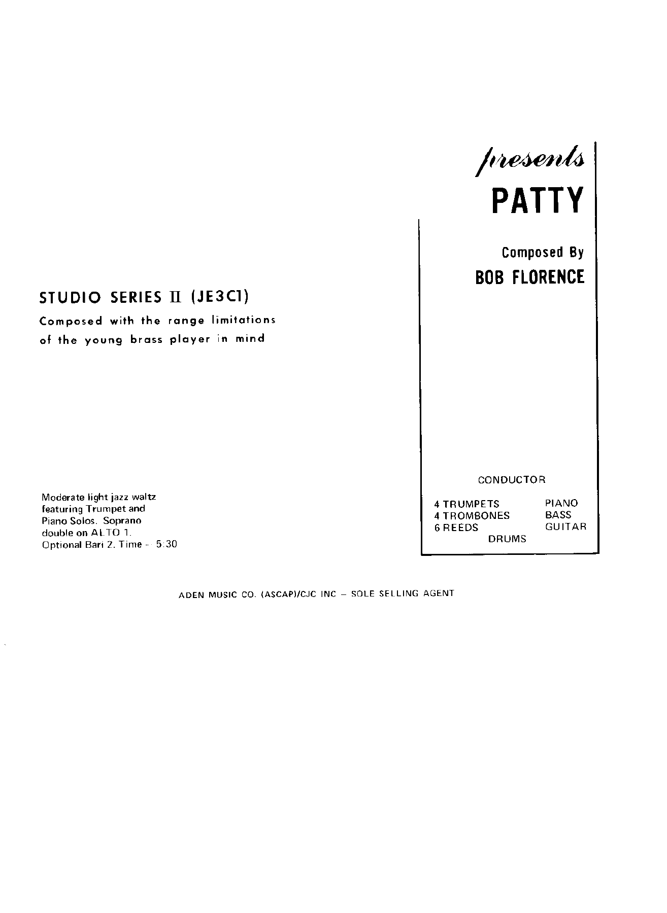 Patty — sheet music cover (first page)