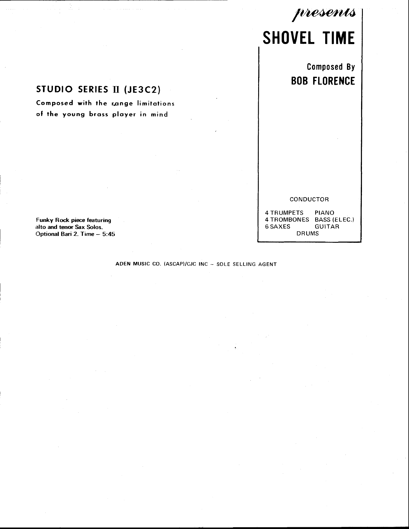 Shovel Time — sheet music cover (first page)