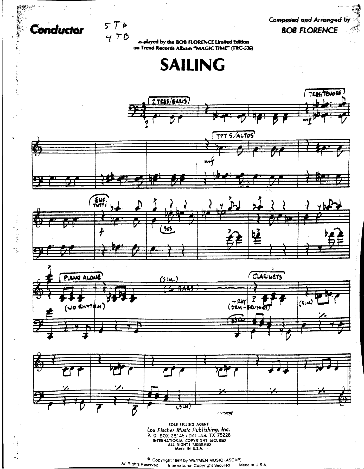 Sailing — sheet music cover (first page)