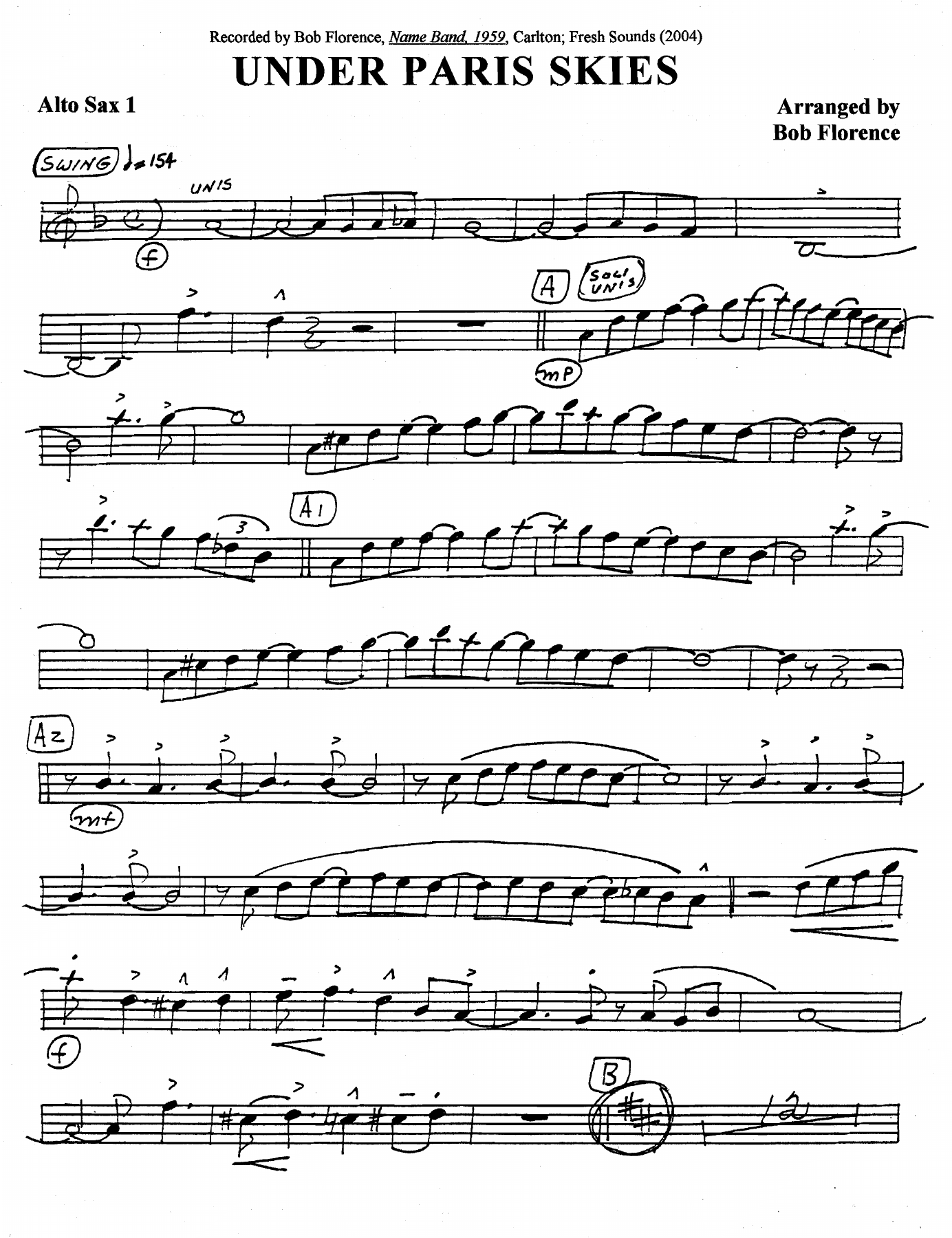 Under Paris Skies — sheet music cover (first page)