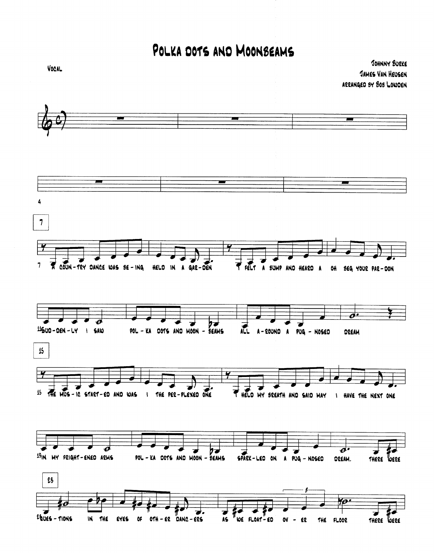 Polka Dots And Moonbeams — sheet music cover (first page)