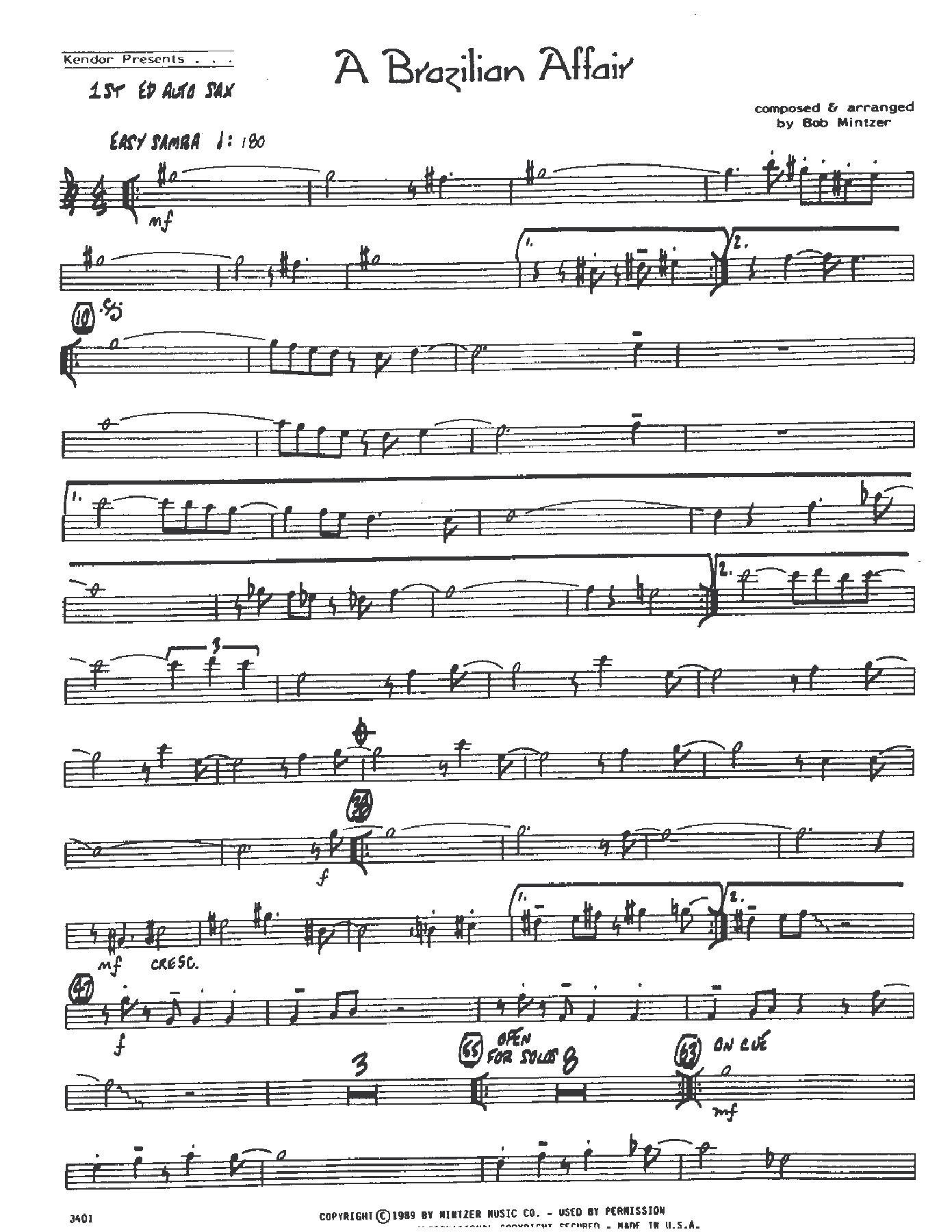 A Brazilian Affair — sheet music preview