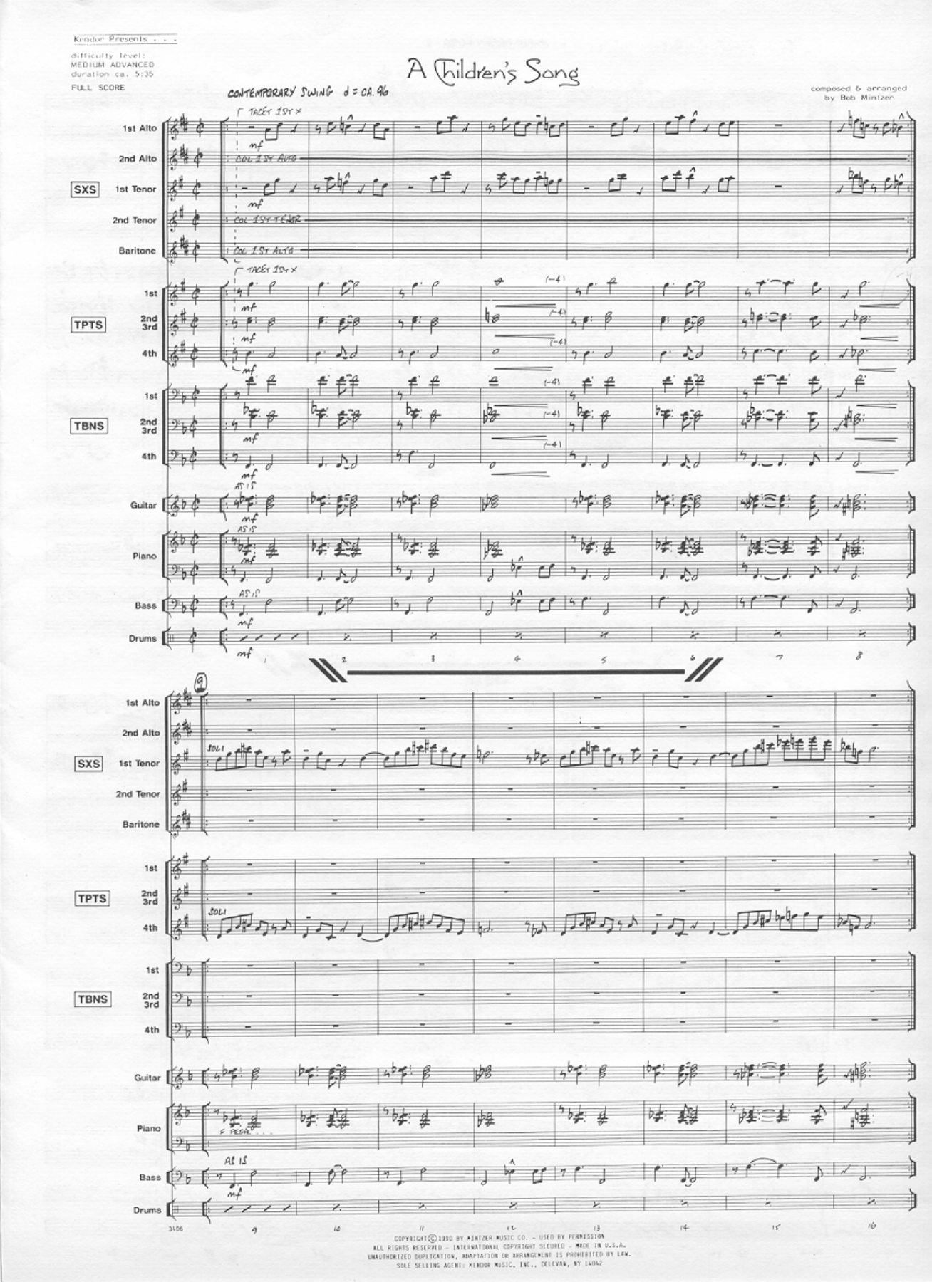 A Childrens Song — sheet music preview