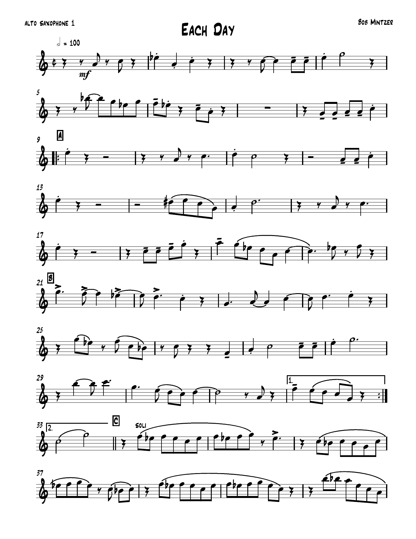 Each Day — sheet music cover (first page)