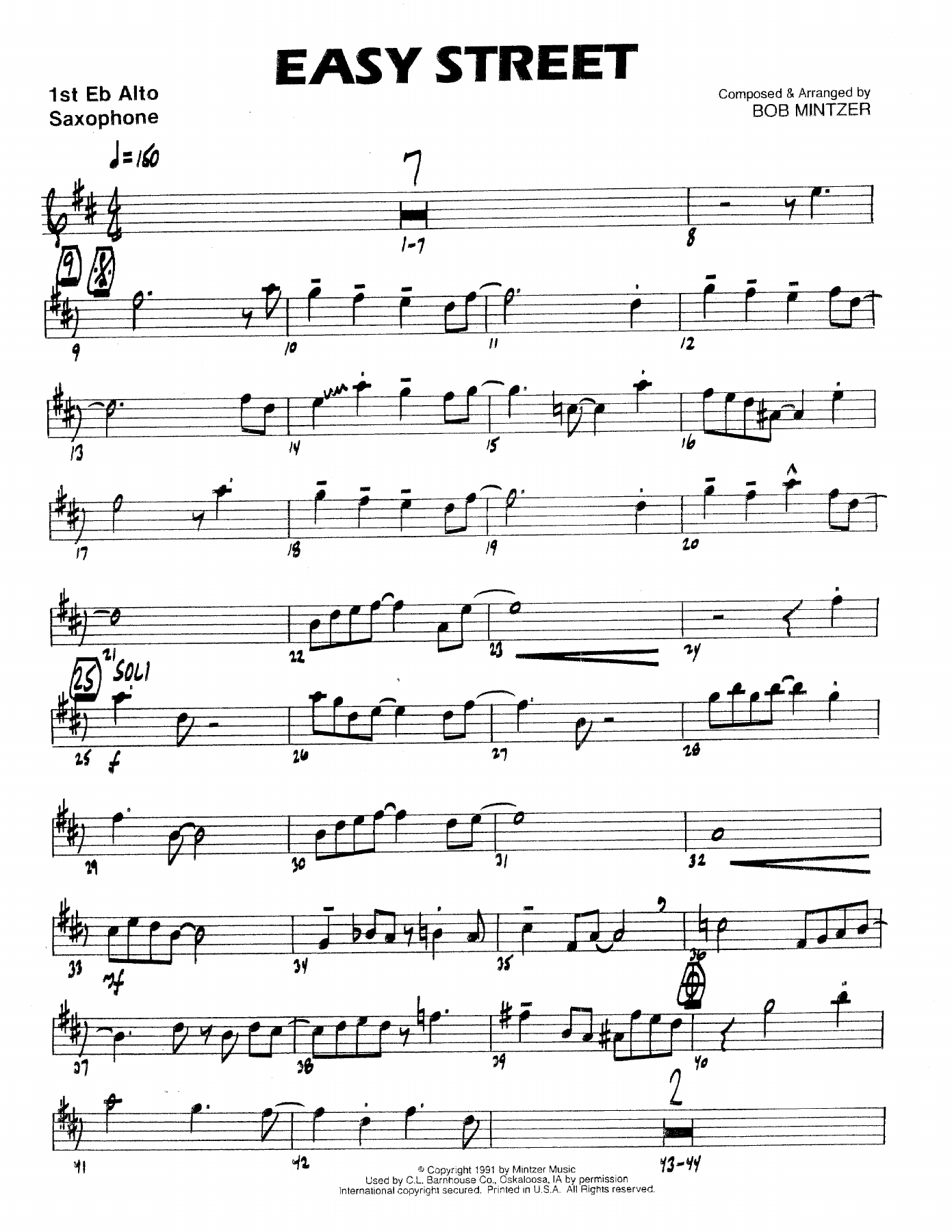 Easy Street — sheet music cover (first page)