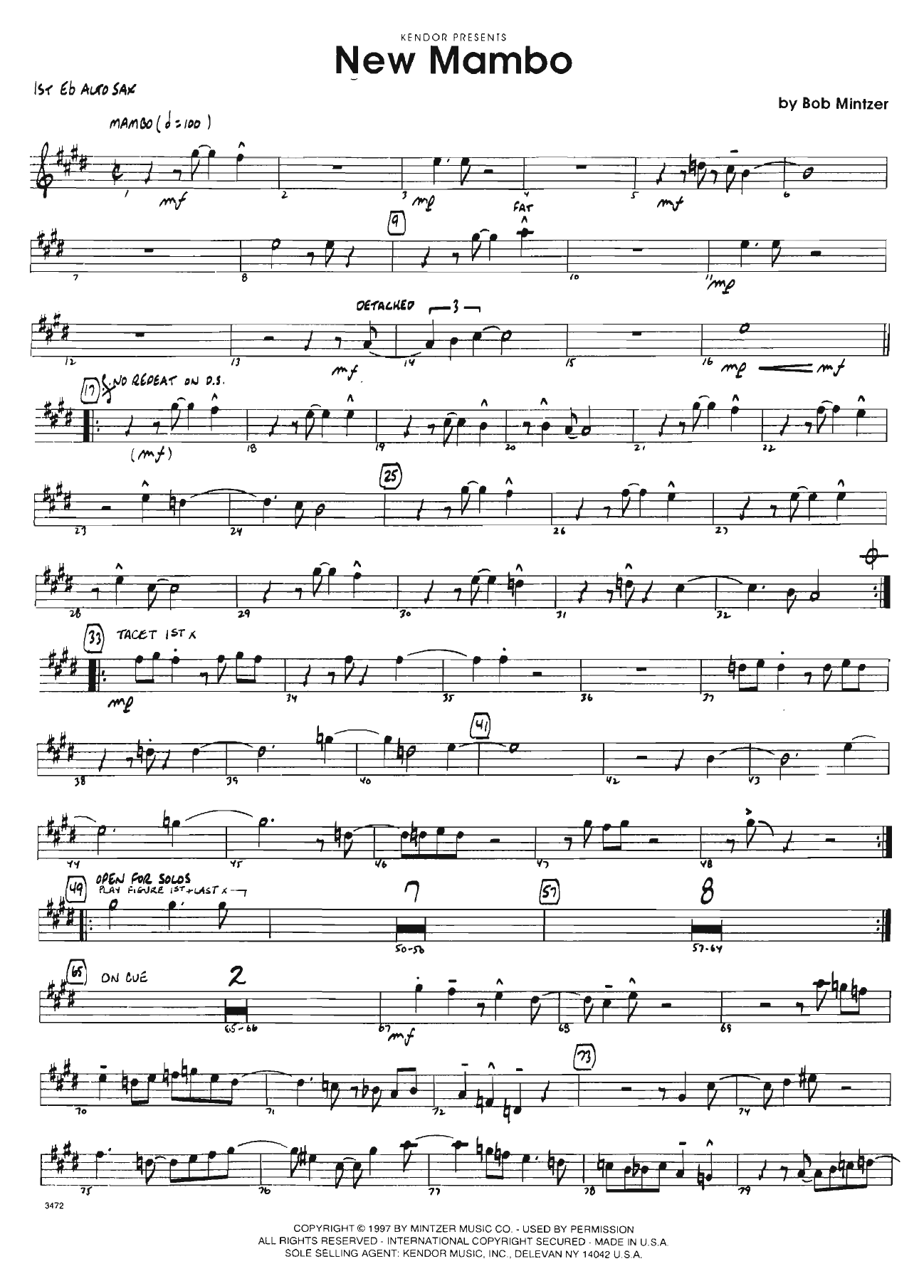 New Mambo — sheet music cover (first page)