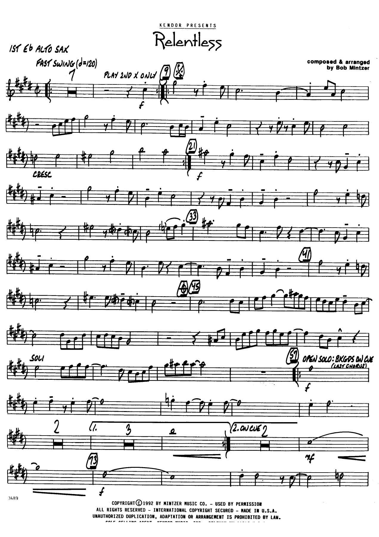 Relentless — Big Band sheet music arranged by B.Mintzer | Jazz Standard