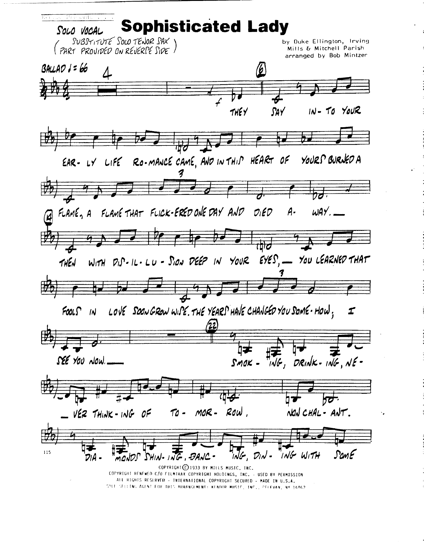 Sophisticated Lady — sheet music cover (first page)