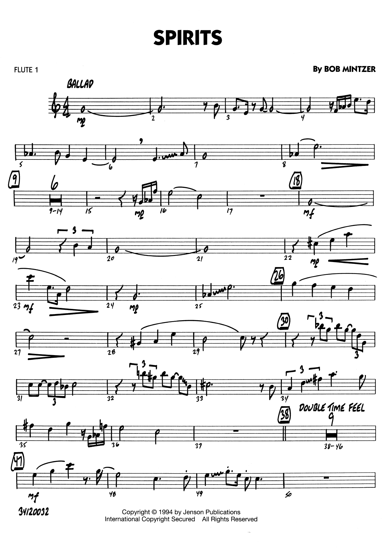 Spirits — sheet music cover (first page)