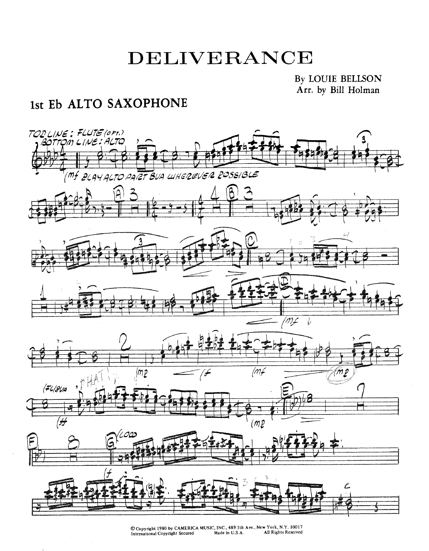 Deliverance (B.Holman) L.Bellson. — sheet music preview
