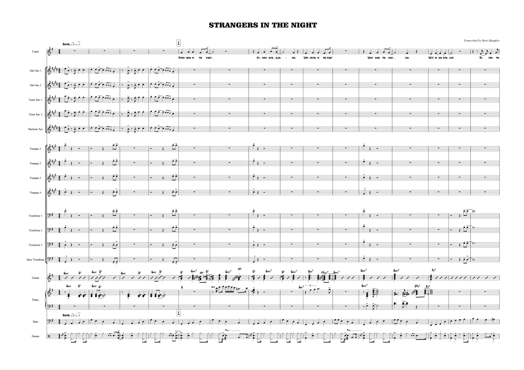 Strangers In The Night — Big Band sheet music arranged by B.Myagkov | Jazz Standard