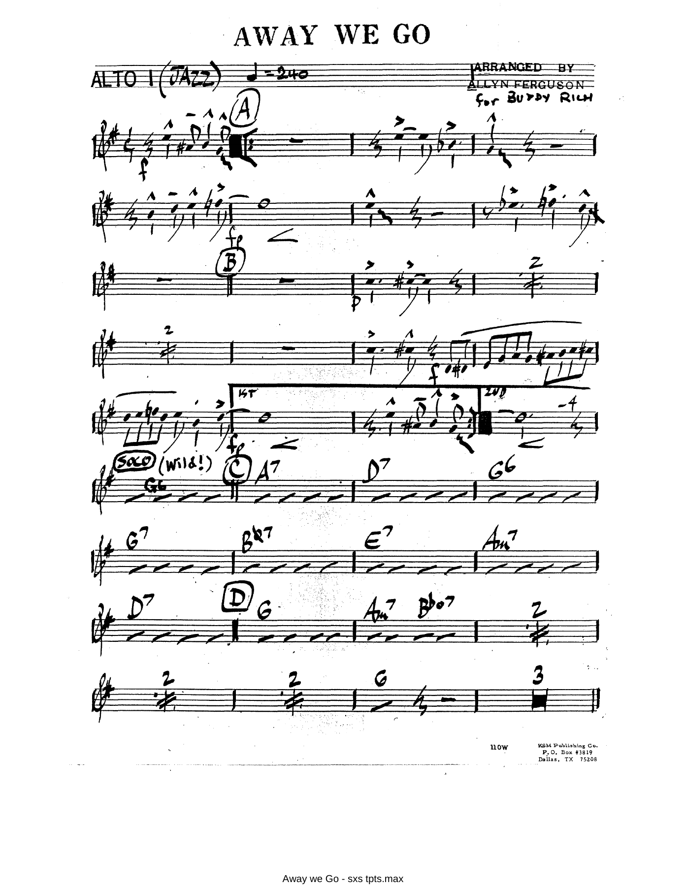 Away We Go — sheet music cover (first page)