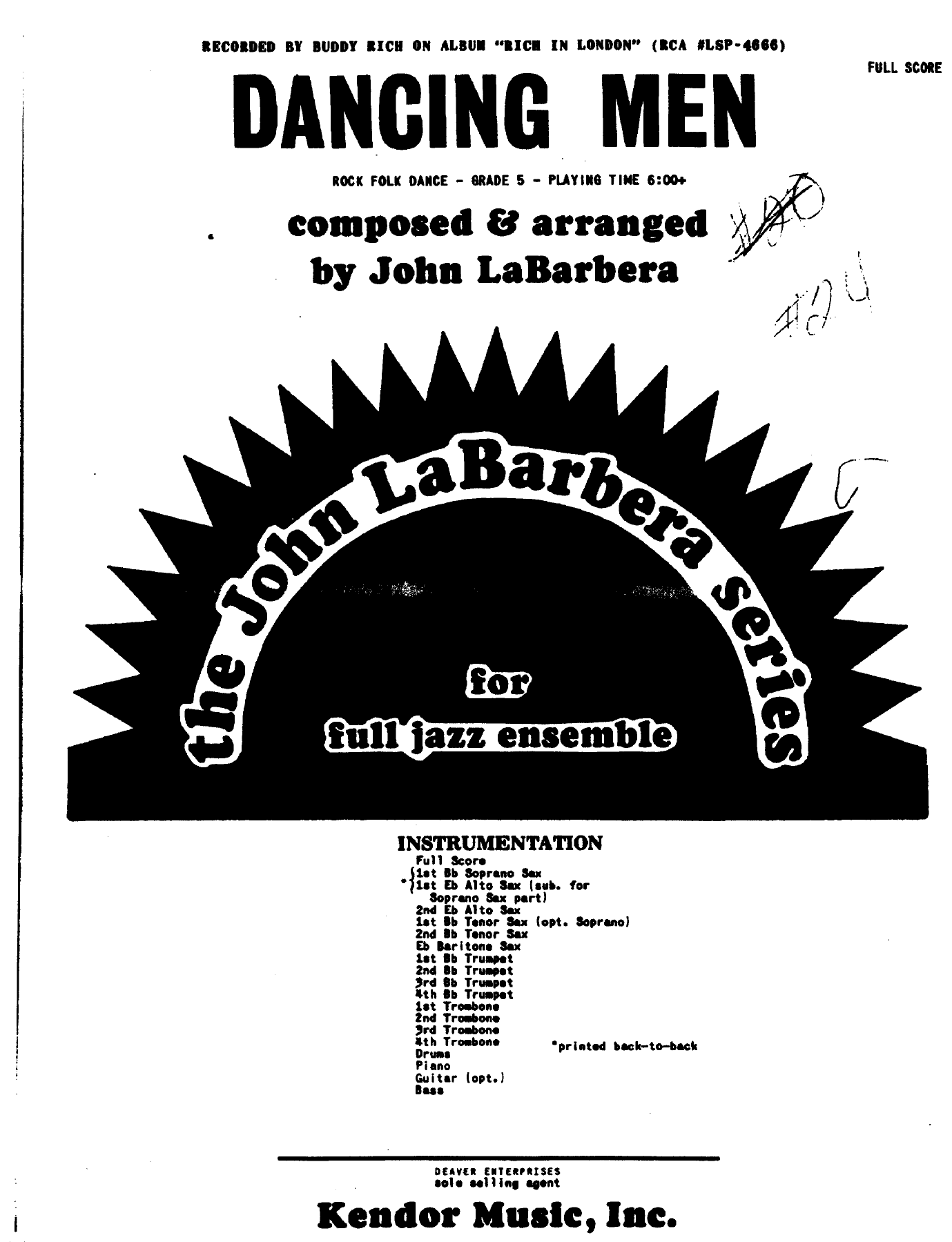 Dancing Men (J.LaBarbera) B.Rich — sheet music cover (first page)