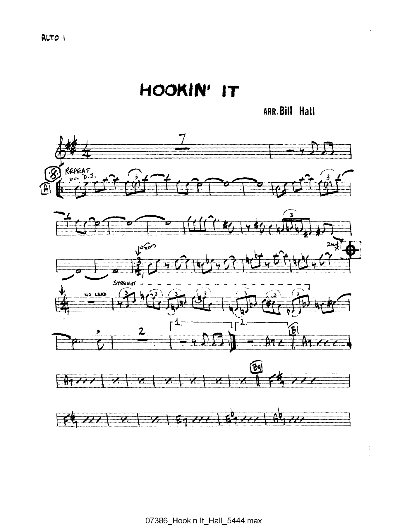 Hookin' It (Bill Hall) B.Rich — sheet music cover (first page)